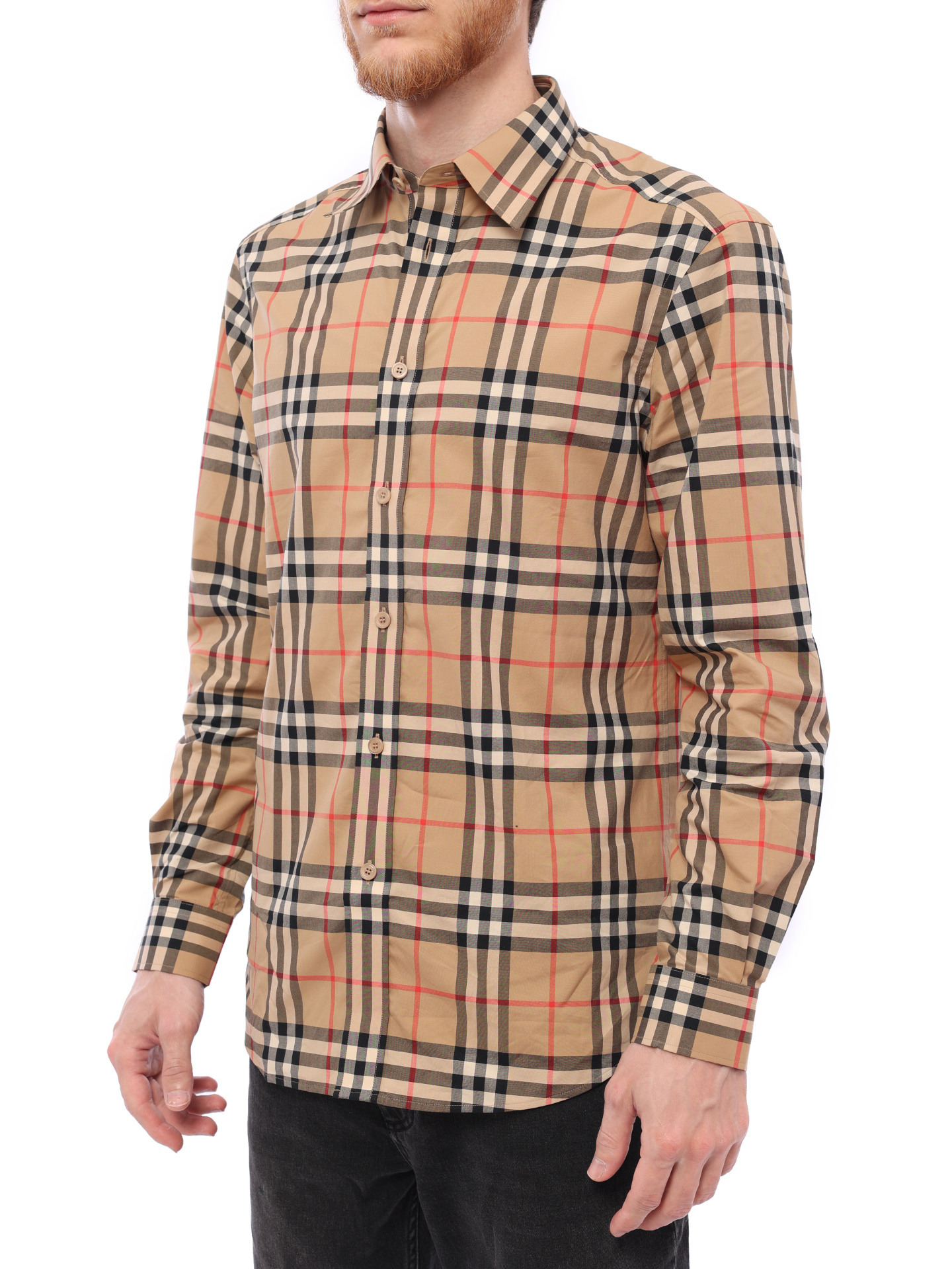 Рубашка Burberry 8020863 A7028 хлопковая мужская в клетку — купить в интернет-магазине Verdistore