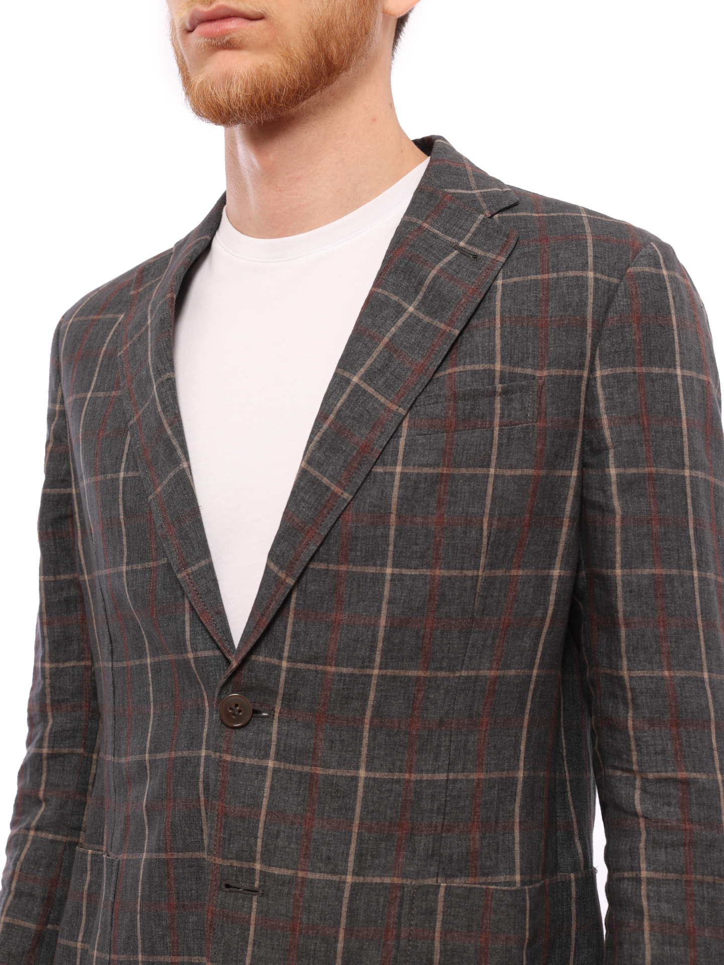 Пиджак Armani Collezioni NCG240/NCF24 клетчатый мужской из льна — купить в интернет-магазине Verdistore
