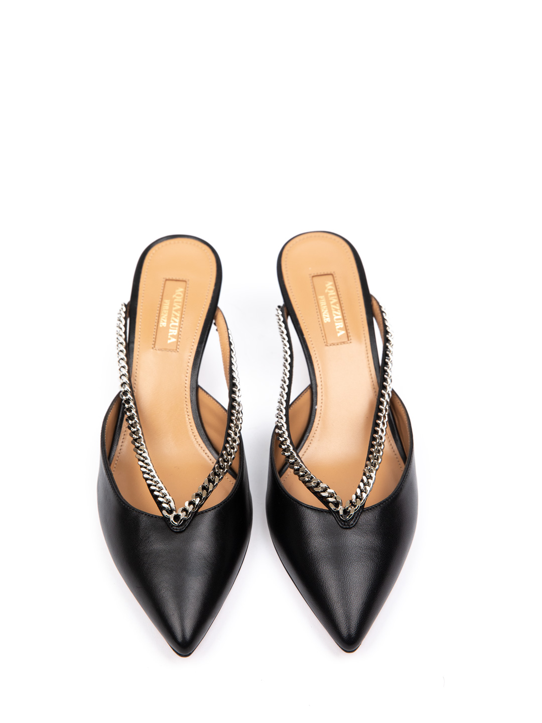 Сабо Aquazzura SCHMIDMO - NAP черные кожаные женские — купить в интернет-магазине Verdistore