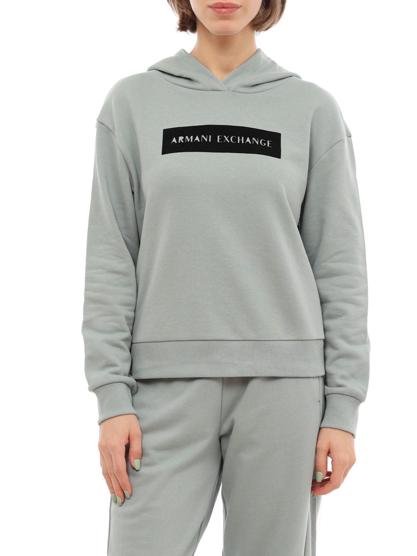 Худи Armani Exchange 6LYM10 YJE5Z 1872 голубое женское  — купить в интернет-магазине Verdistore