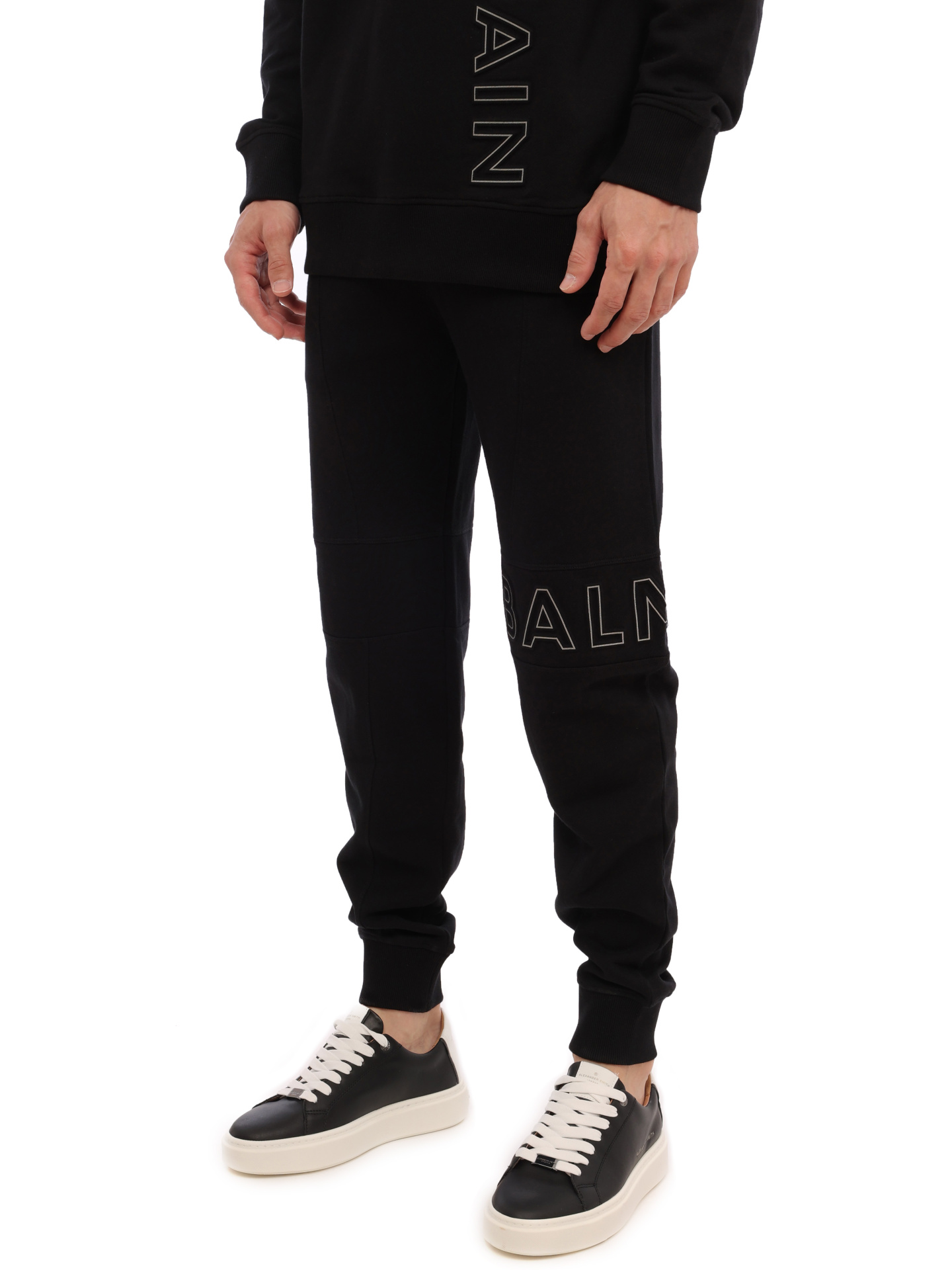 Брюки спортивные Balmain BH1OB235BC22 EBP черные мужские с логотипом — купить в интернет-магазине Verdistore