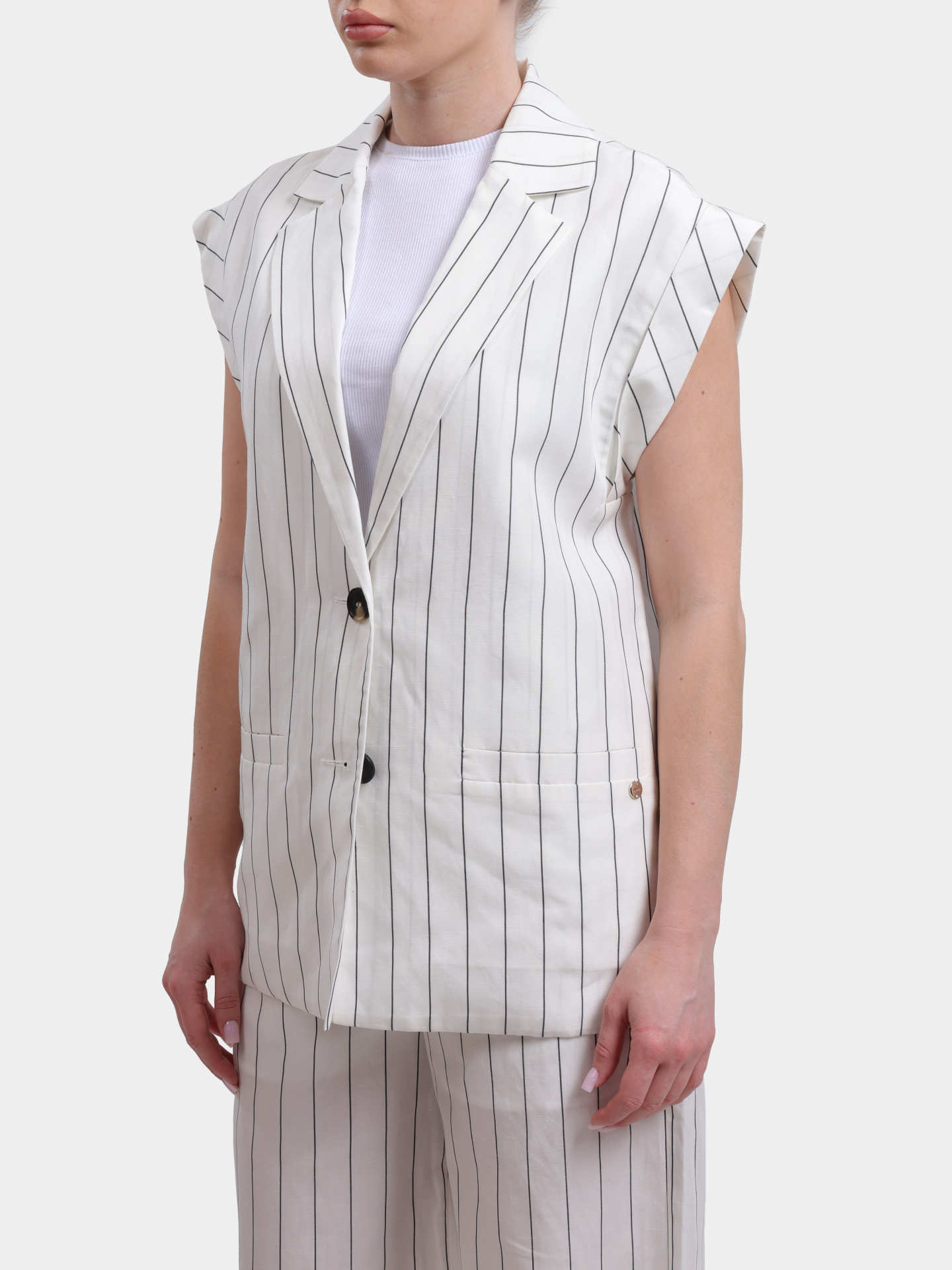 Жилет Liu-Jo WHITE LABEL WA6369 T4818 03Q45 белый женский с принтом полос  — купить в интернет-магазине Verdistore