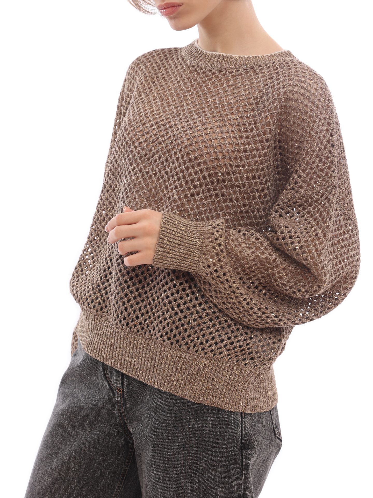 Джемпер Brunello Cucinelli MAJ585210 C1314 сетчатый женский — купить в интернет-магазине Verdistore