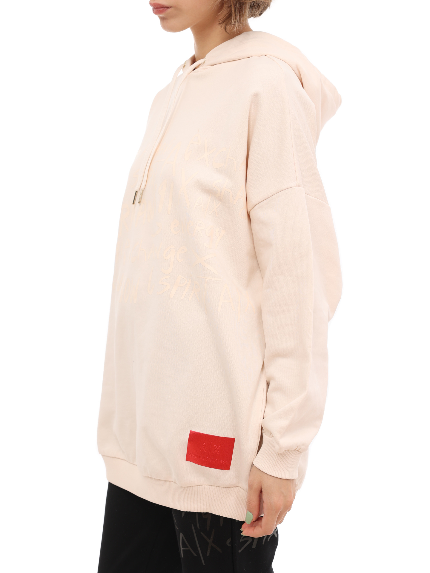 Худи Armani Exchange 6LYM46 YJCCZ 1130 розовое женское удлинённое — купить в интернет-магазине Verdistore