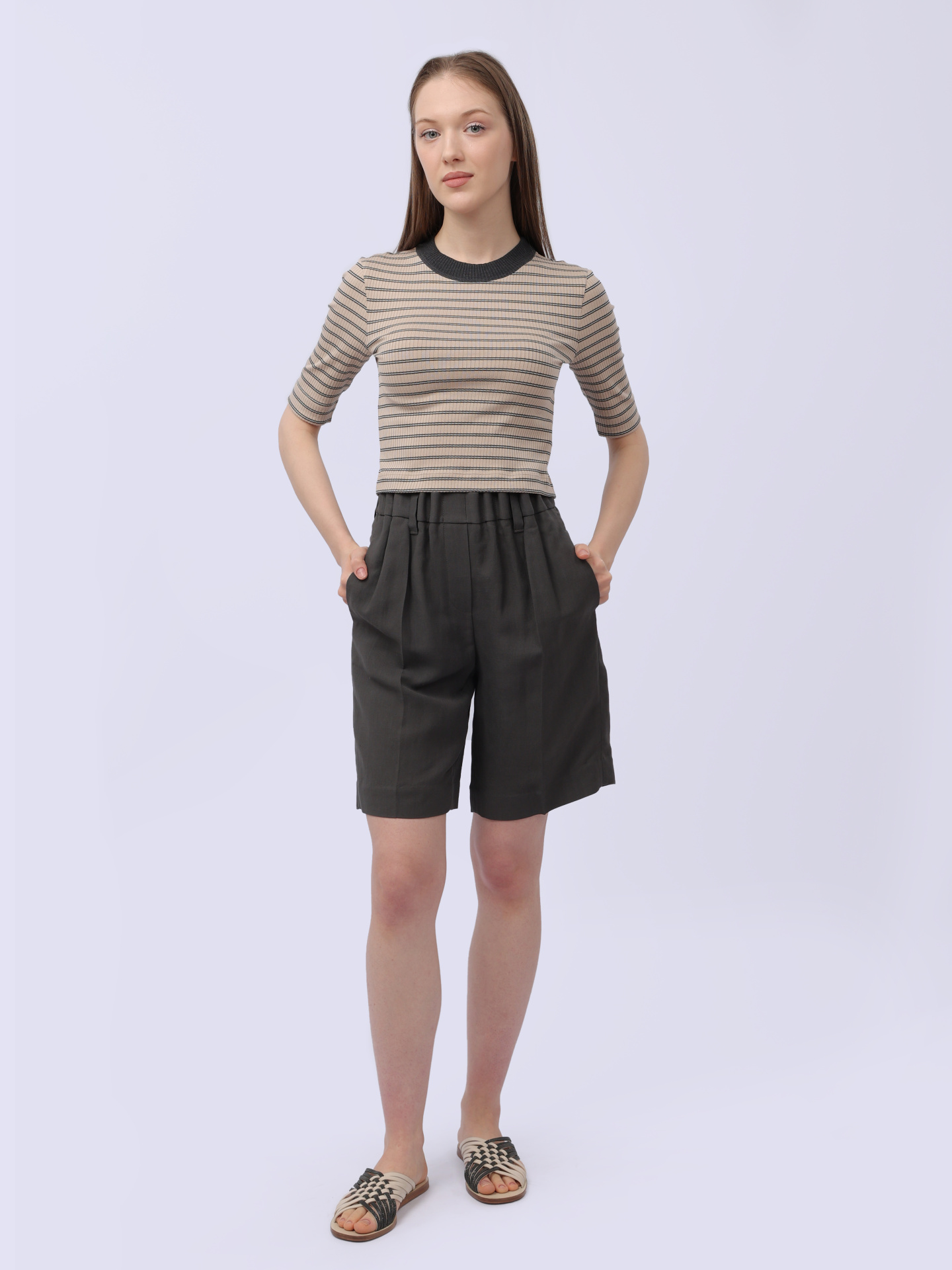 Топ Brunello Cucinelli ML933EH620 C839 хлопковый женский в полоску — купить в интернет-магазине Verdistore