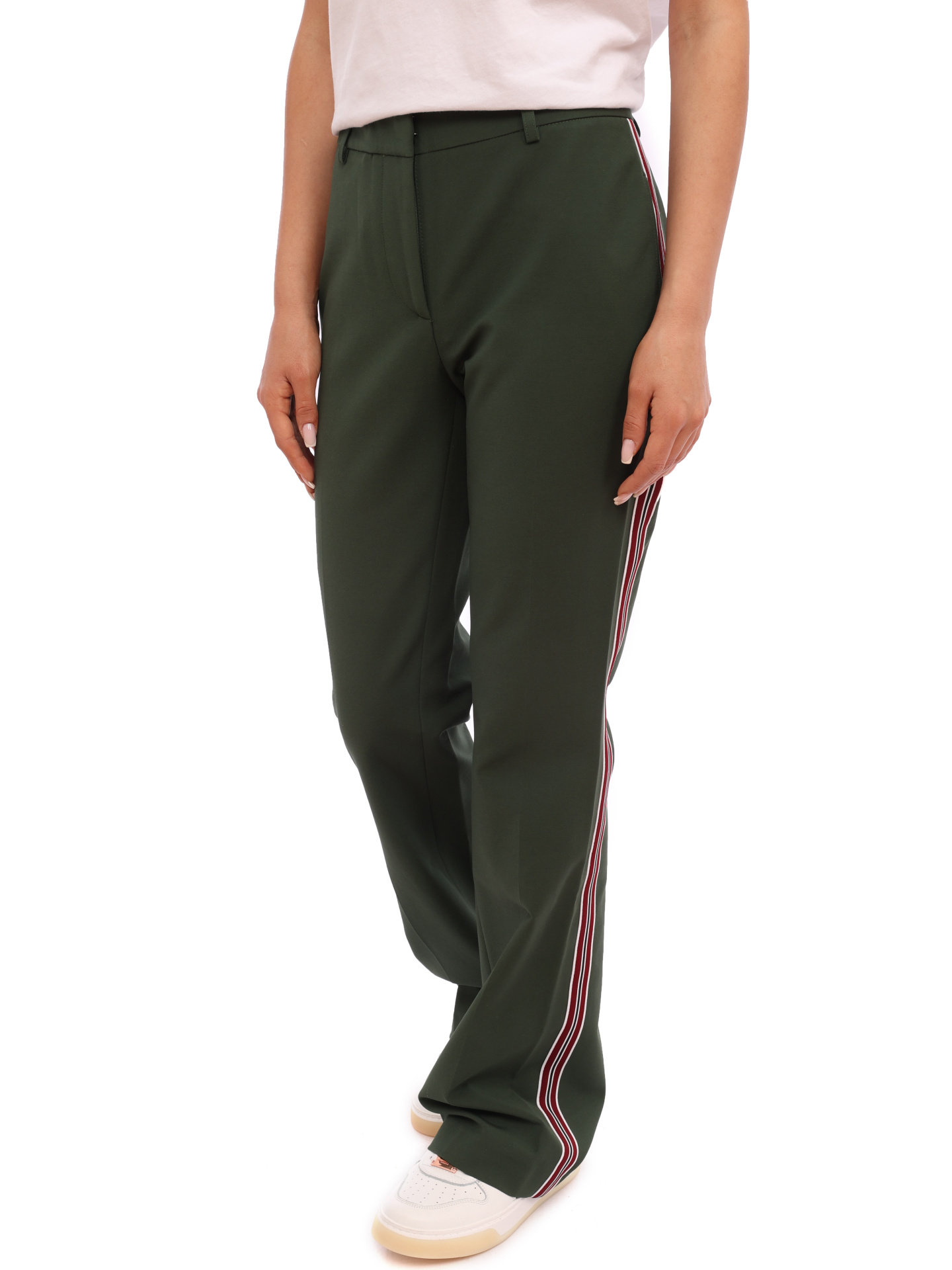 Брюки Calvin Klein K20K200360 зеленые женские с лампасами — купить в интернет-магазине Verdistore