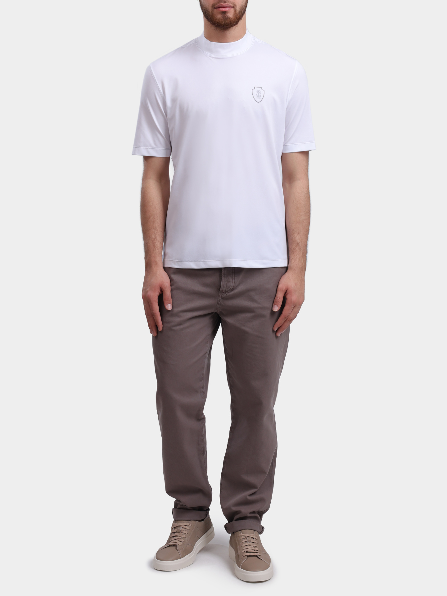 Футболка Brunello Cucinelli MW8641310F CR59 с воротником-стойкой мужская — купить в интернет-магазине Verdistore