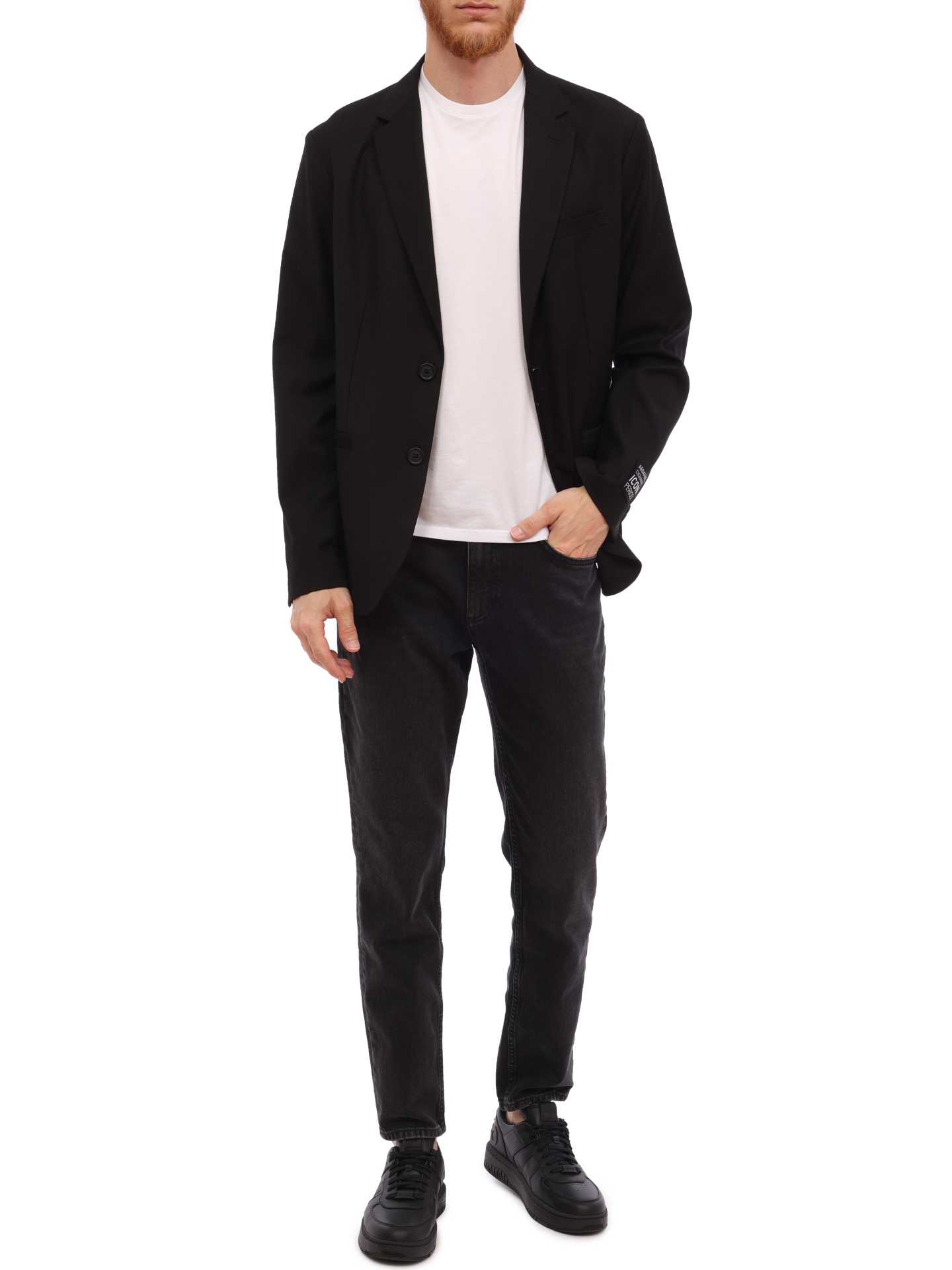 Пиджак Armani Exchange 8NZGP1 ZNPMZ 2240 черный мужской с нашивкой на рукаве — купить в интернет-магазине Verdistore