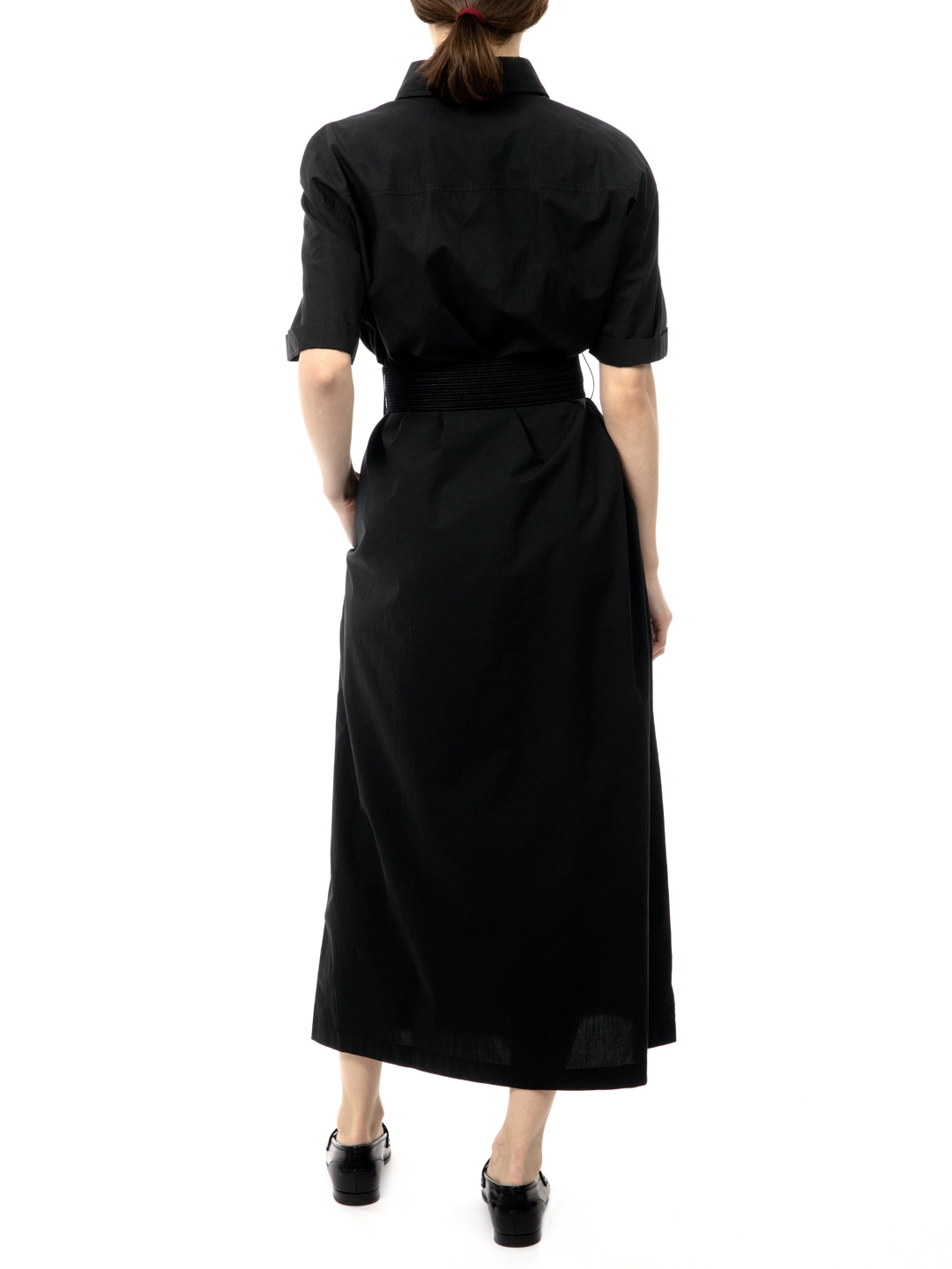 Платье Brunello Cucinelli MH127AFM24 C101 черное женское с поясом — купить в интернет-магазине Verdistore