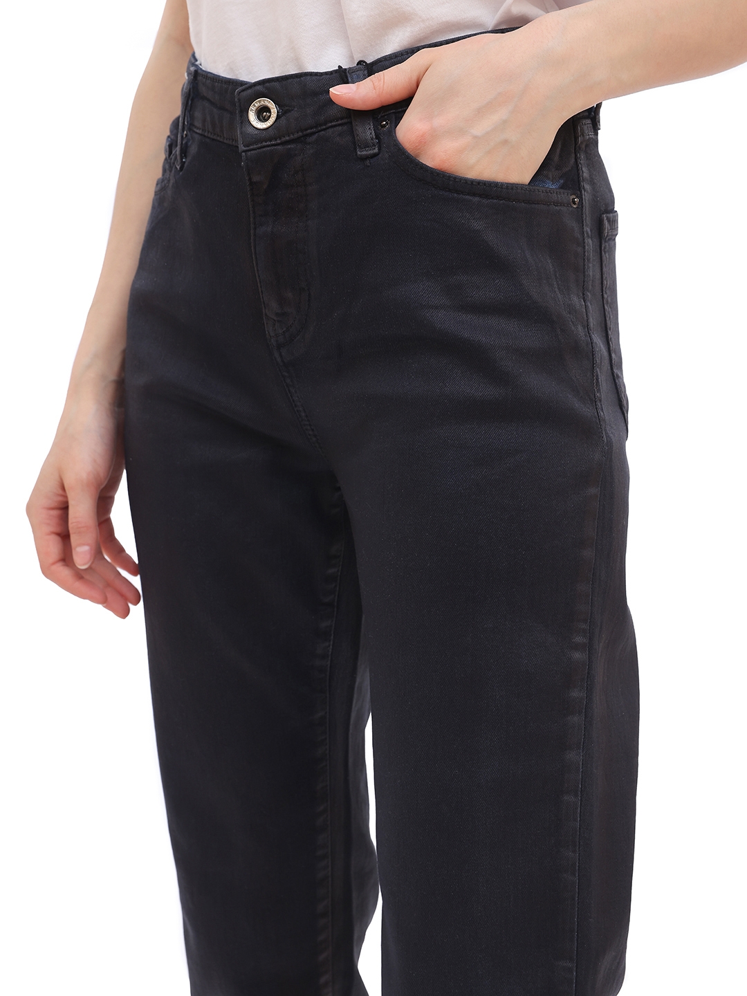 Джинсы Armani Exchange 6GYJ06 1593 черные женские прямого кроя — купить в интернет-магазине Verdistore