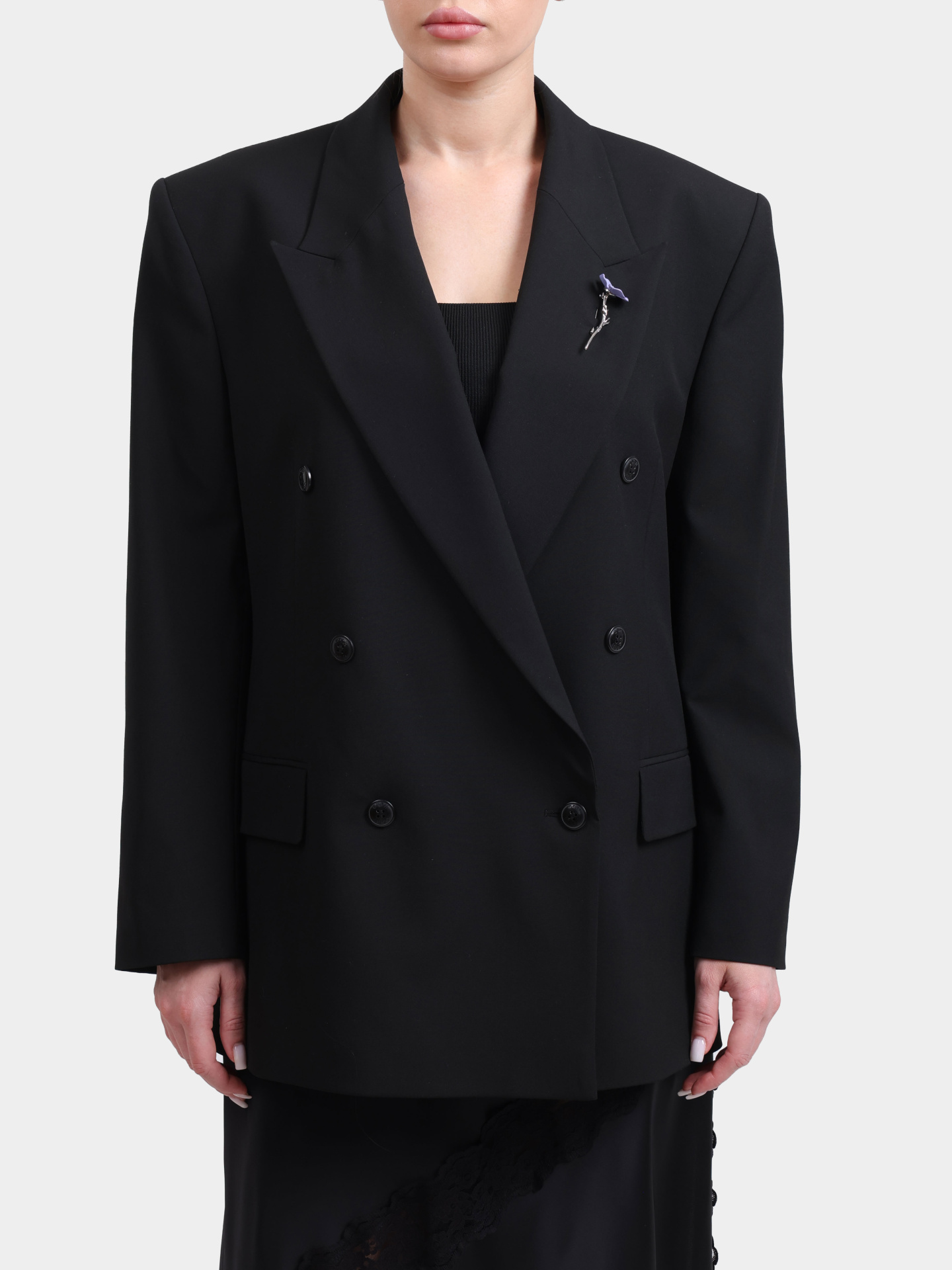 Жакет Hugo 50554018 001 двубортный женский с брошью  — купить в интернет-магазине Verdistore