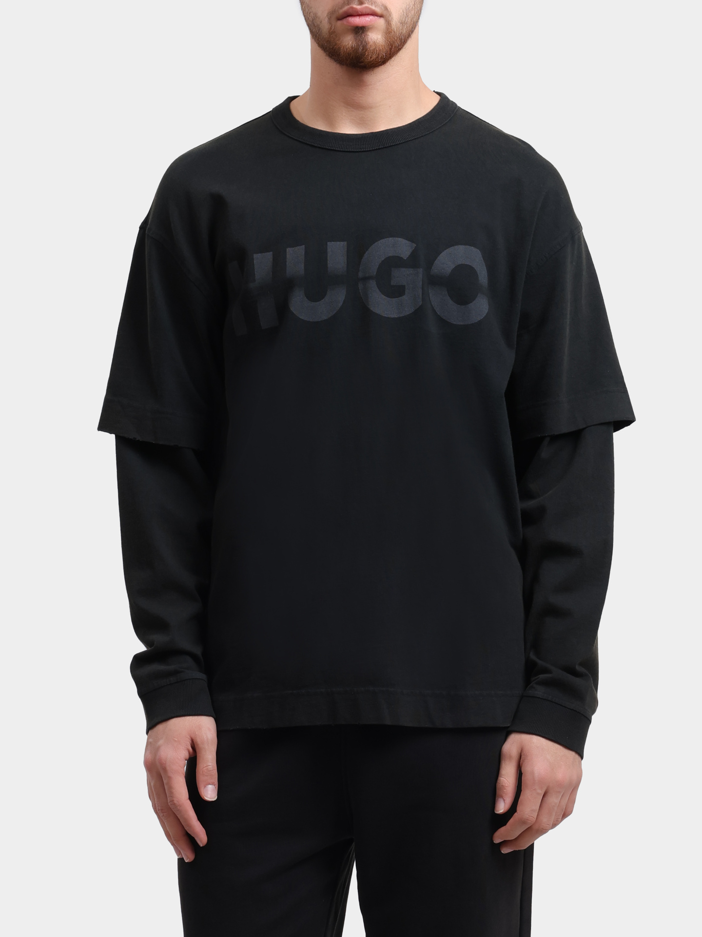 Лонгслив Hugo 50546541 036 темно-серый мужской — купить в интернет-магазине Verdistore