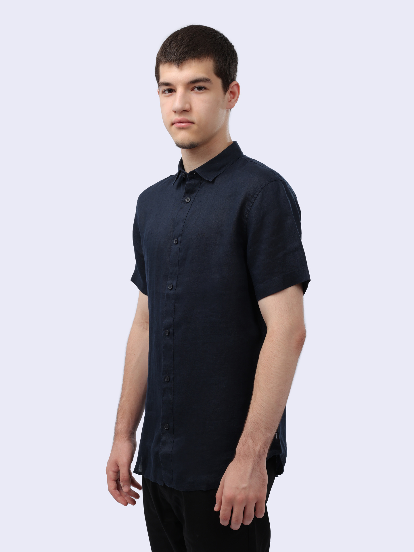 Рубашка Armani Exchange 8NZC67 ZNCFZ 1510 льняная мужская с коротким рукавом — купить в интернет-магазине Verdistore