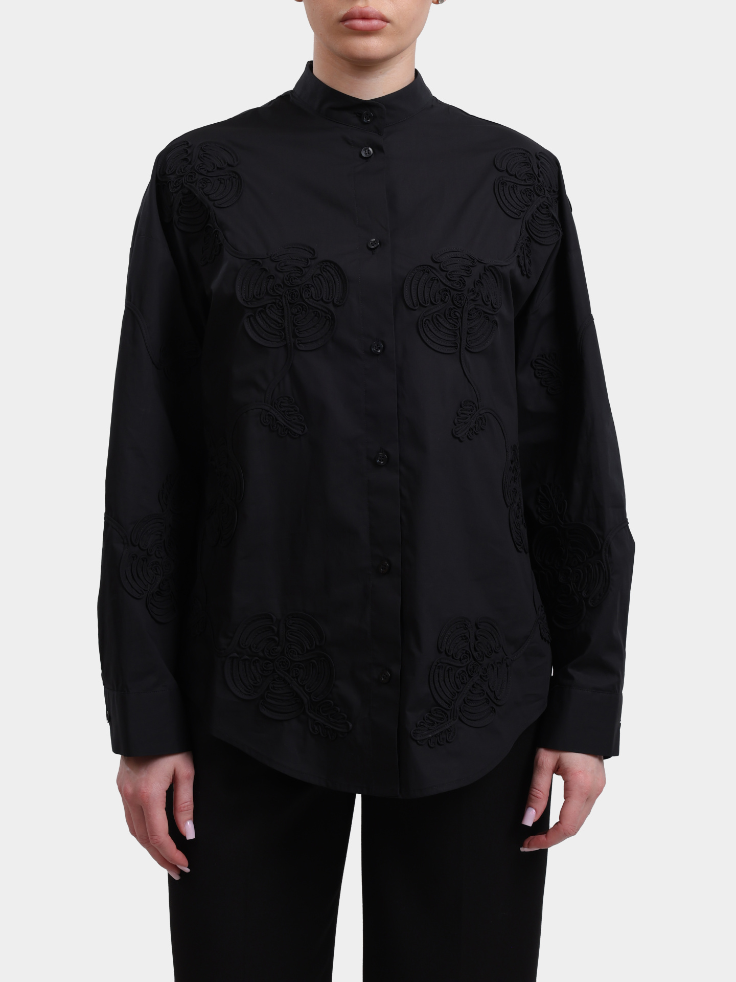 Блузка Liu-Jo BLACK LABEL CA6170 T039A 22222 черная женская с крупной вышивкой — купить в интернет-магазине Verdistore