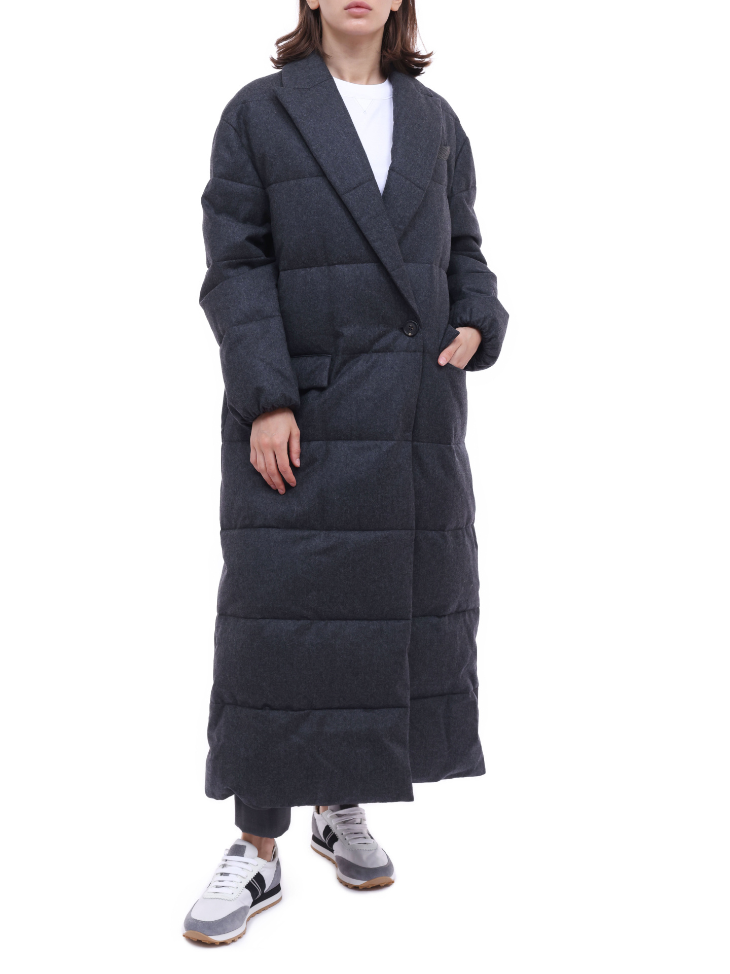 Пальто Brunello Cucinelli MT2269388 C004 темно-серое женское пуховое — купить в интернет-магазине Verdistore