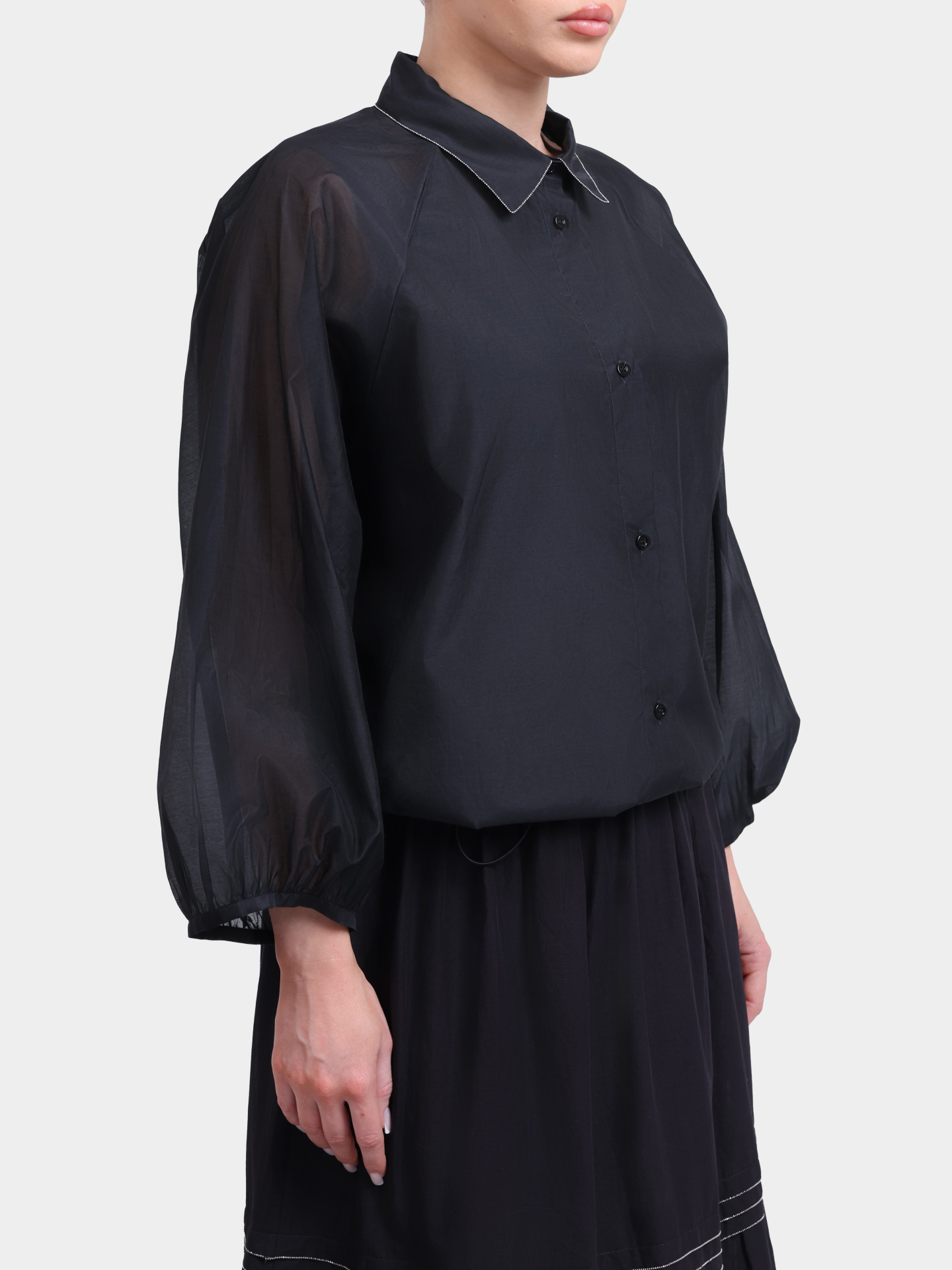 Блуза Peserico S06457 8372 705 черная женская свободного кроя с резинкой к низу — купить в интернет-магазине Verdistore