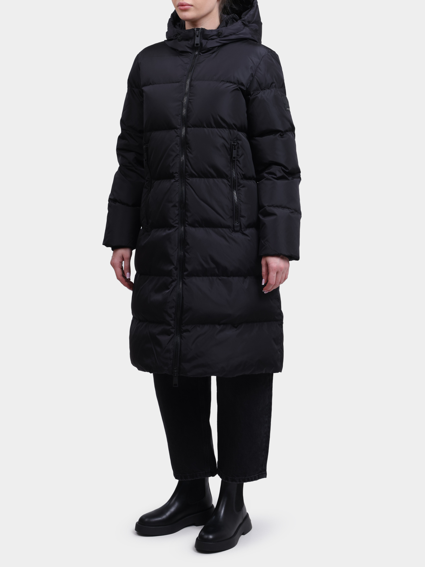 Пуховик Armani Exchange AF12286 UC001 черный женский удлиненный — купить в интернет-магазине Verdistore