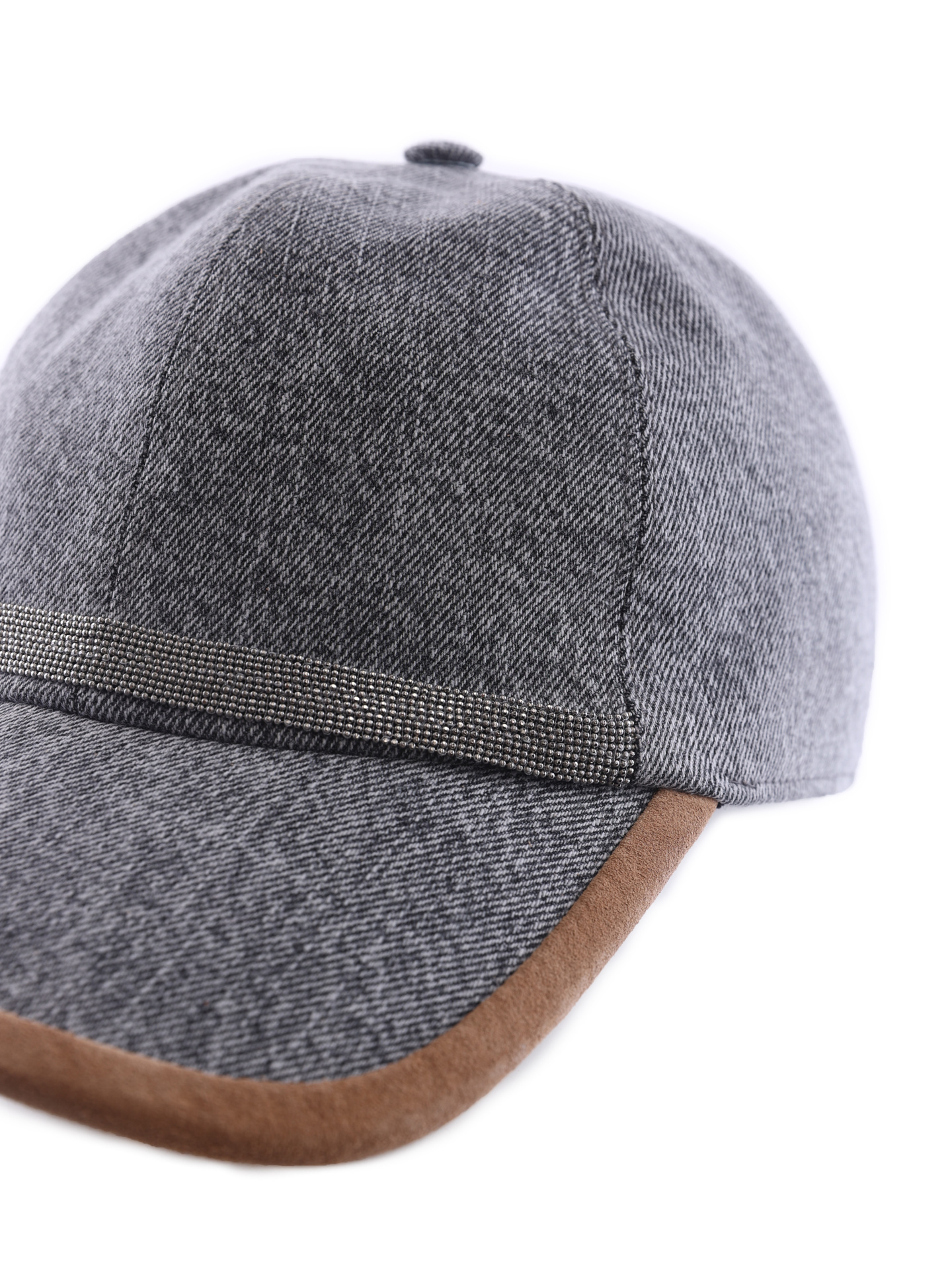 Бейсболка Brunello Cucinelli MCAP90172 CQJ90 серая женская с замшевой окантовкой — купить в интернет-магазине Verdistore