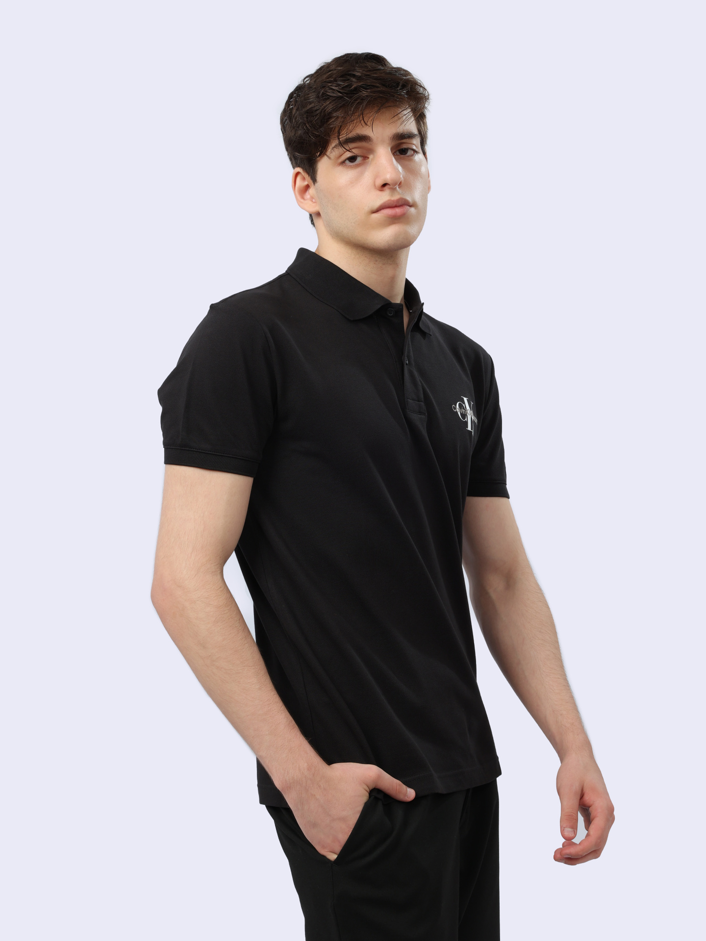 Поло Calvin Klein Jeans J30J323395 черное мужское из хлопка — купить в интернет-магазине Verdistore