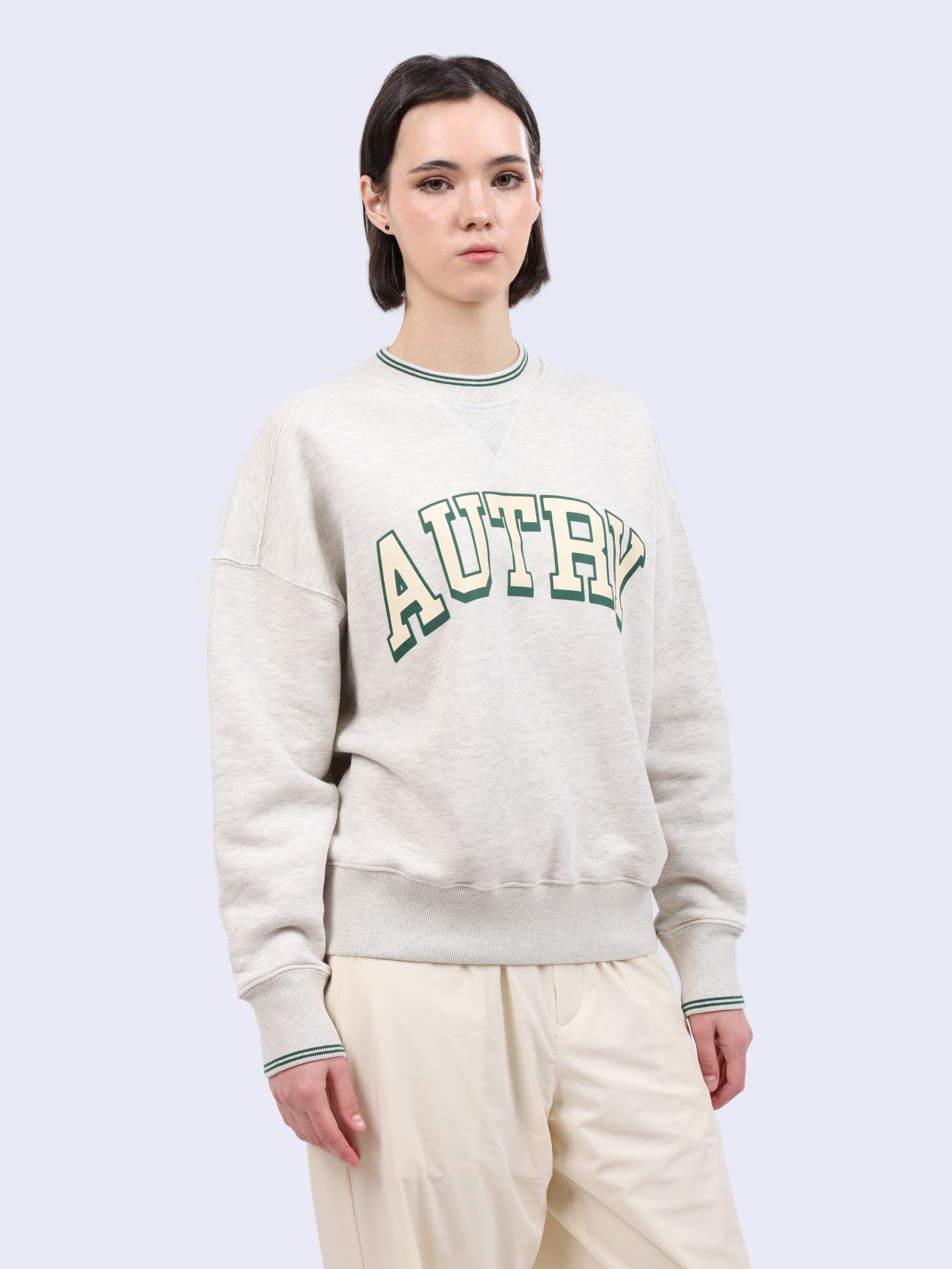 Свитшот Autry SWPW-03H1 серый женский с контрастным кантом — купить в интернет-магазине Verdistore
