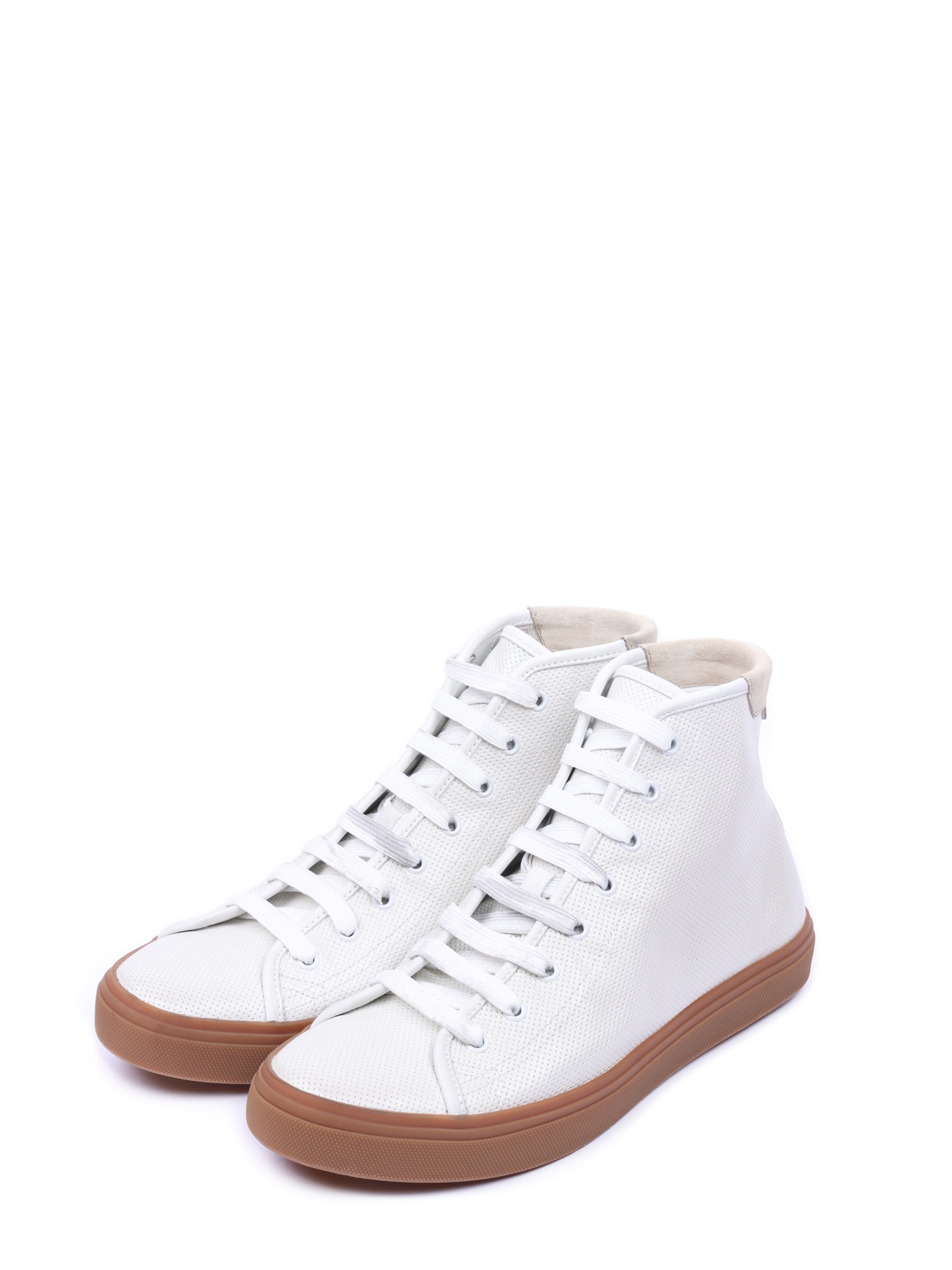 Кеды белые высокие с коричневой подошвой  — купить в интернет-магазине Verdistore