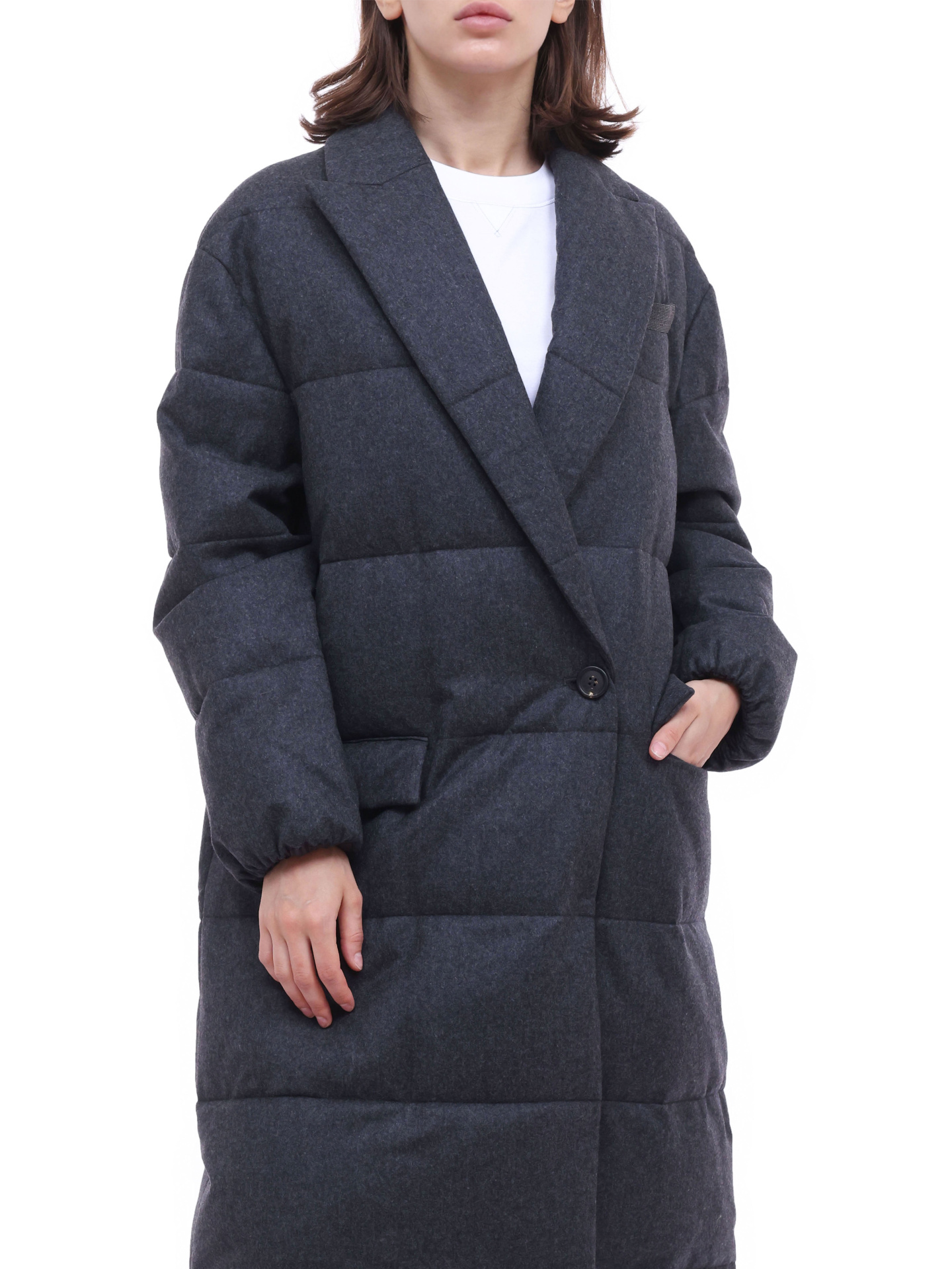 Пальто Brunello Cucinelli MT2269388 C004 темно-серое женское пуховое — купить в интернет-магазине Verdistore