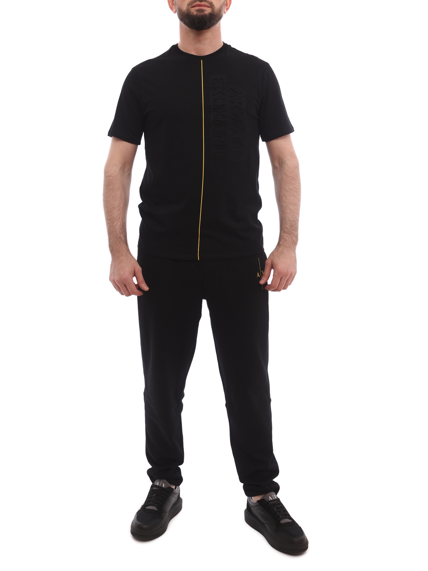 Футболка Armani Exchange 3LZTBD ZJ3VZ 1200 черная мужская с полоской — купить в интернет-магазине Verdistore