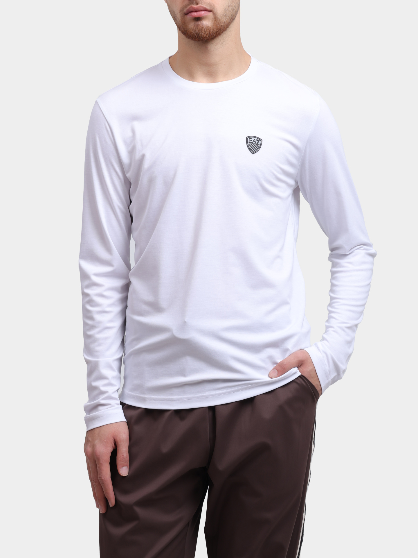 Лонгслив EA7 8NPT17 PJRGZ 1100 белый мужской — купить в интернет-магазине Verdistore