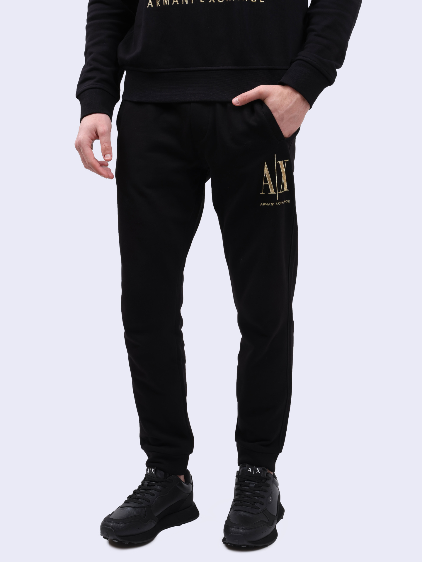 Брюки спортивные Armani Exchange 8NZPPQ ZJ1ZZ 1200 черные мужские — купить в интернет-магазине Verdistore
