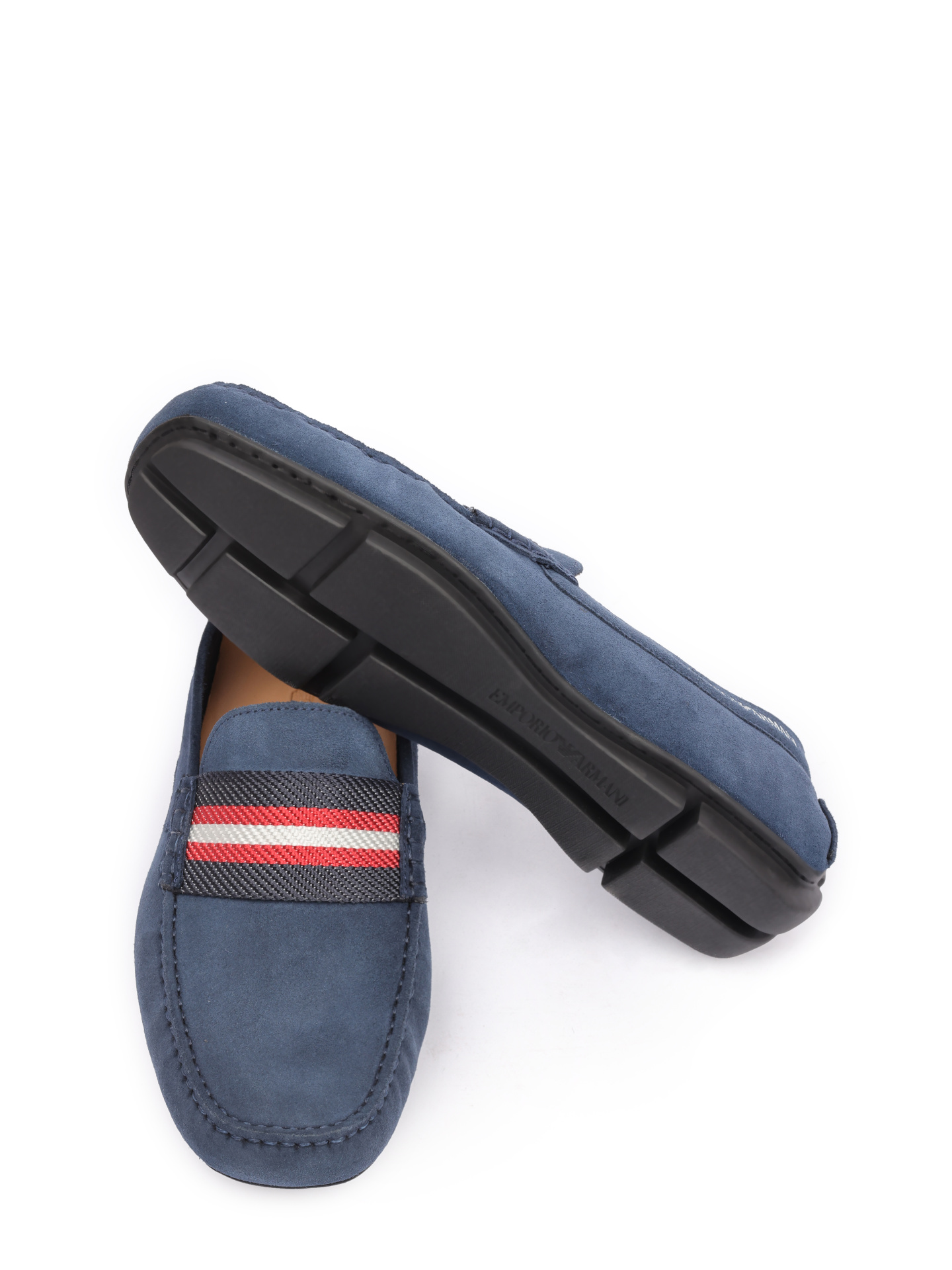 Мокасины из мягкой синей замши с декором на союзке — купить в интернет-магазине Verdistore