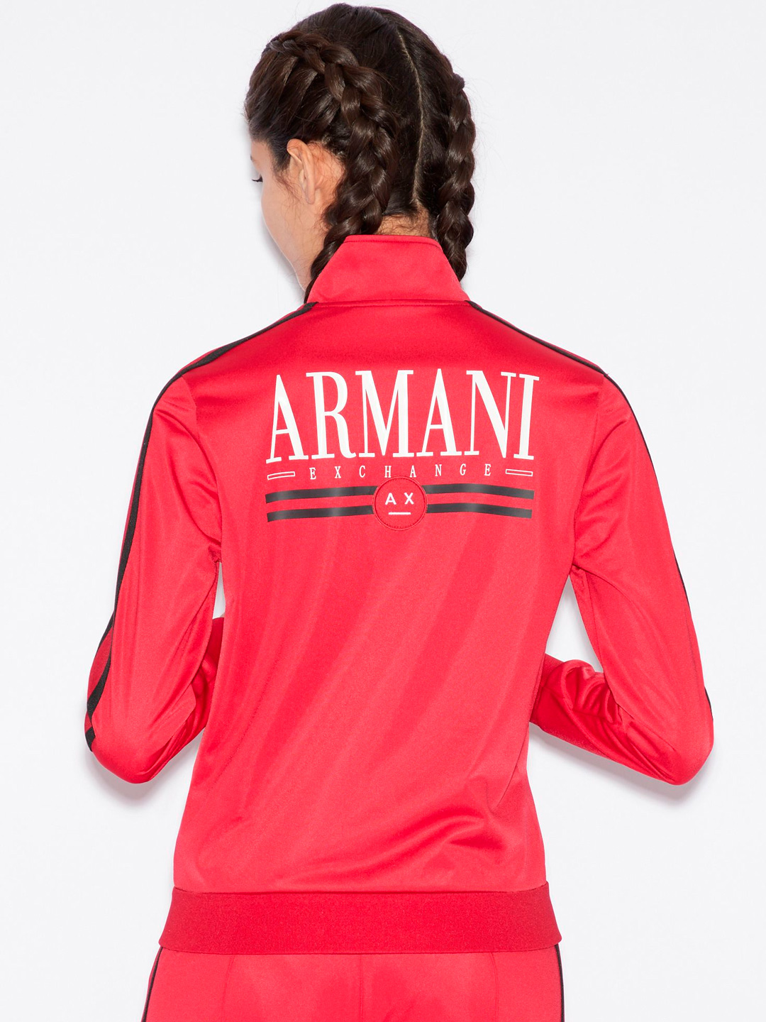 Мастерка Armani Exchange 3GYM77 1452 красная женская с контрастными полосками — купить в интернет-магазине Verdistore