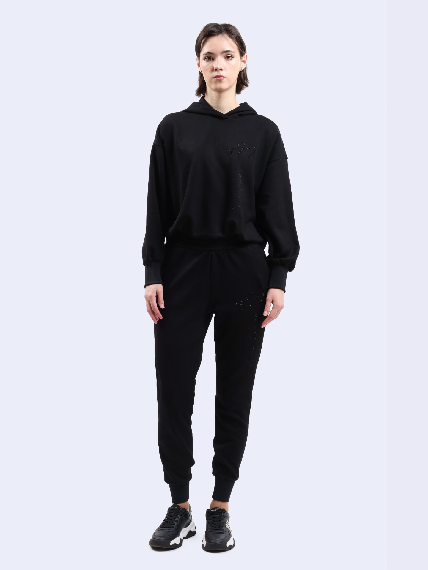 Худи Armani Exchange 6DYM84 YJEZZ 1200 черное женское — купить в интернет-магазине Verdistore