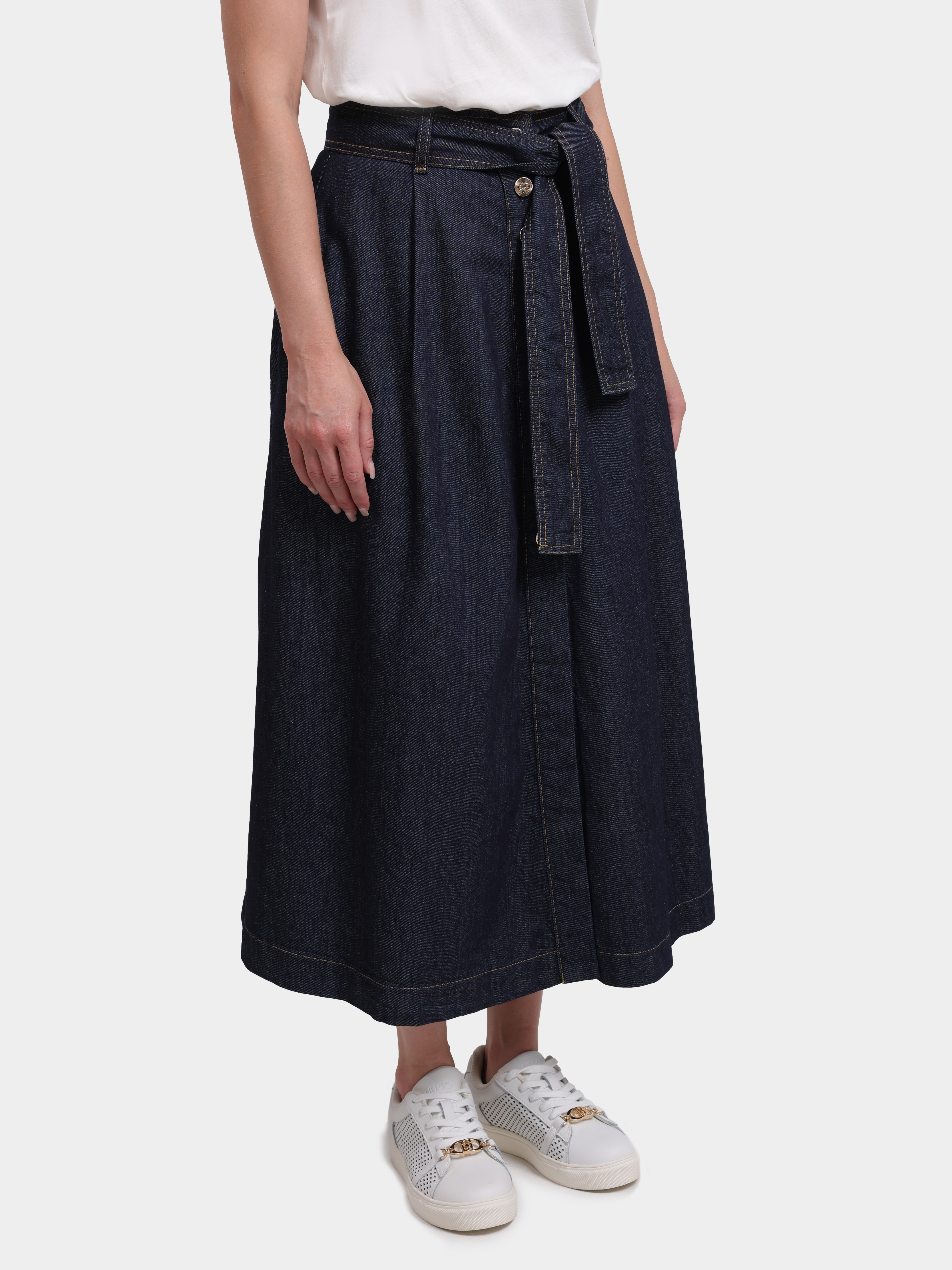 Юбка Liu-Jo BLUE DENIM UF6100 D0268 77000 синяя женская джинсовая с крупным поясом — купить в интернет-магазине Verdistore
