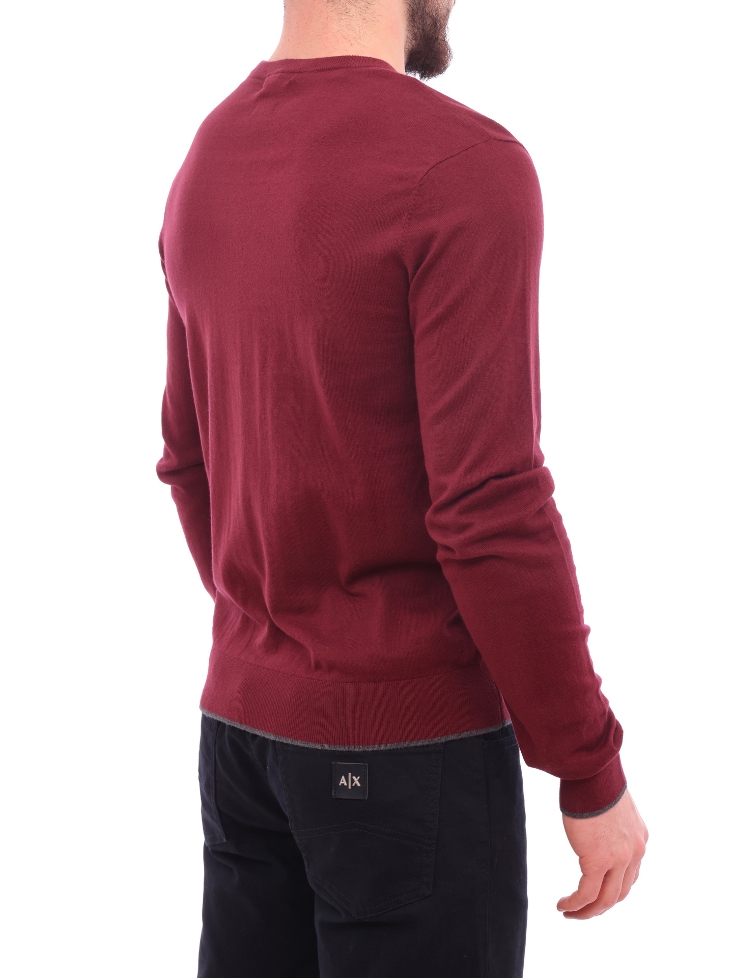 Свитер Armani Exchange 8NZM6A ZM1HZ 1442 бордовый мужской с контрастной окантовкой — купить в интернет-магазине Verdistore