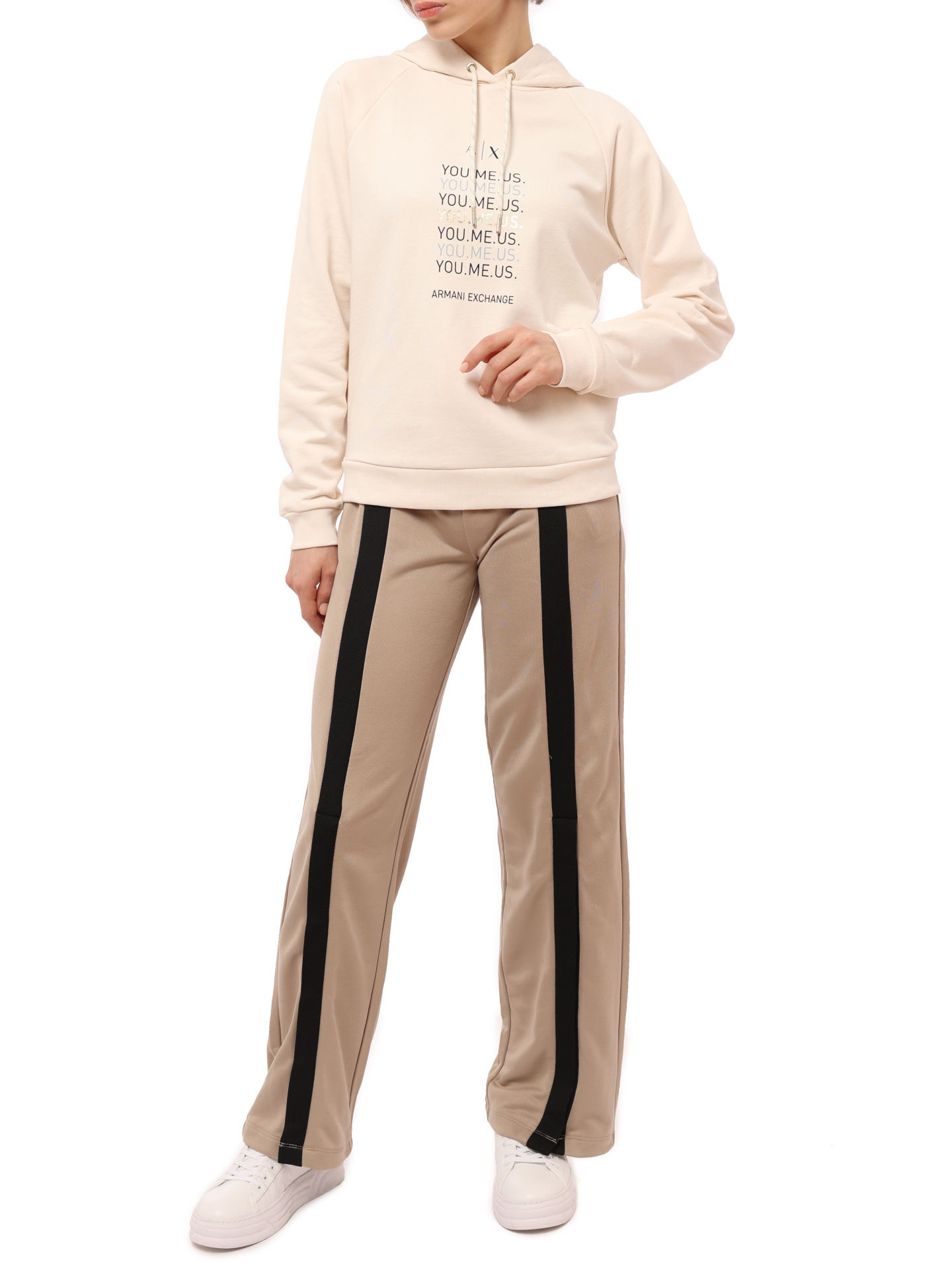 Худи Armani Exchange 6LYM27 YJ5VZ 1130 молочное женское с логотипом — купить в интернет-магазине Verdistore