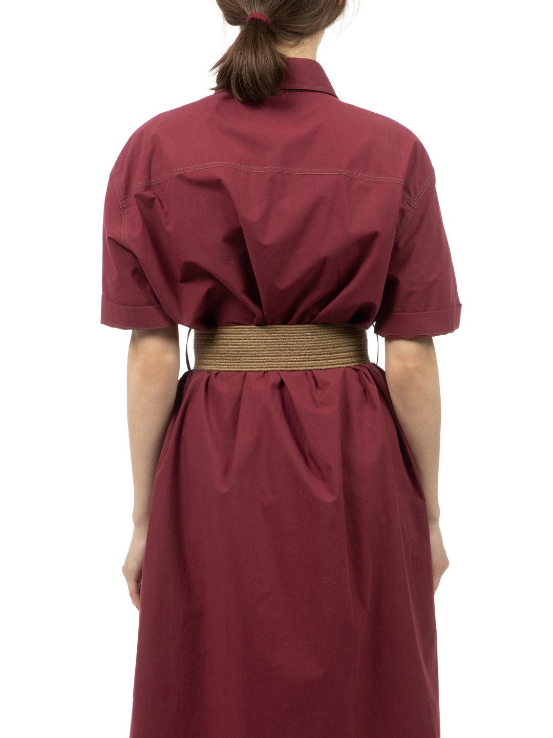 Платье Brunello Cucinelli MH127AFM24 C9488 бордовое женское с поясом — купить в интернет-магазине Verdistore