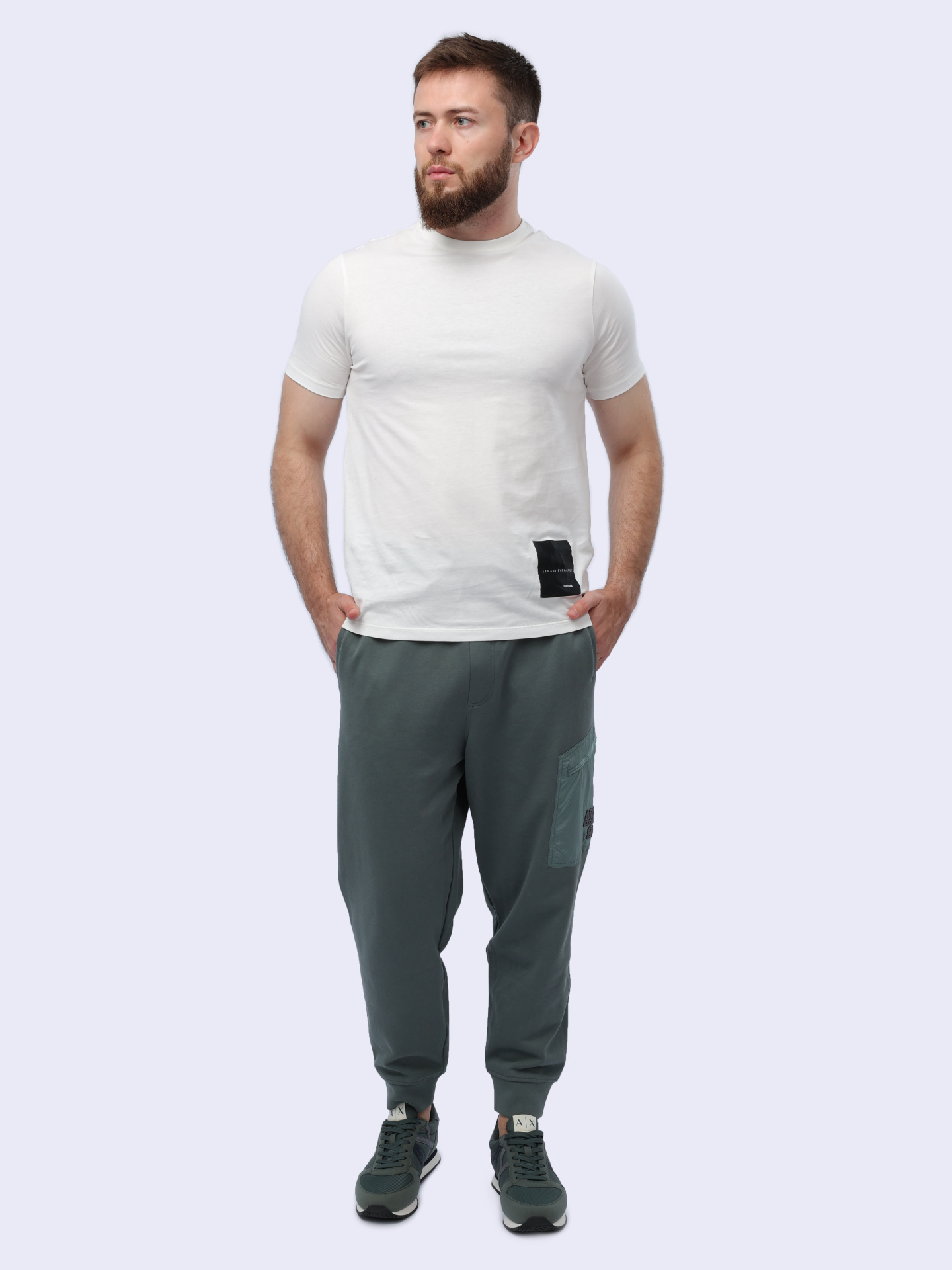 Брюки Armani Exchange 3DZPLK ZJ4XZ 1888 светло-зеленые мужские с накладным карманом — купить в интернет-магазине Verdistore