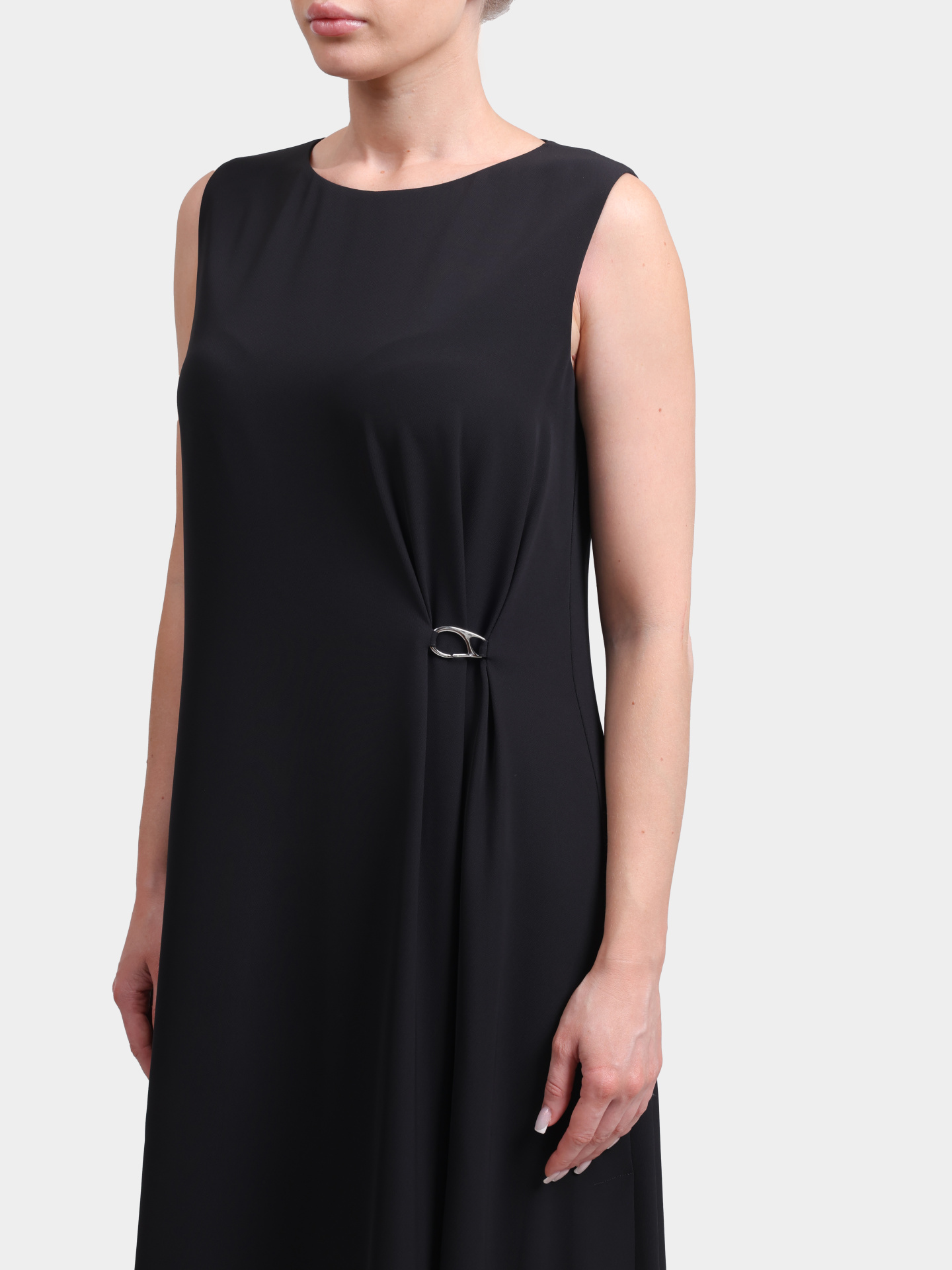 Платье Herno AB000069D 12885 9300 черное женское с литой застежкой-брошью — купить в интернет-магазине Verdistore