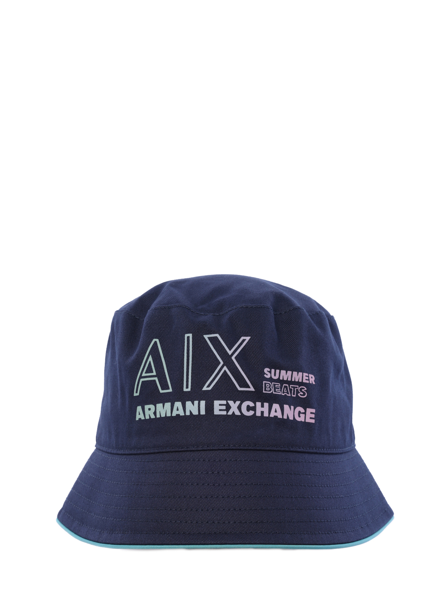 Панама Armani Exchange 954704 3R110 00035 хлопковая темно-синяя с логотипом — купить в интернет-магазине Verdistore