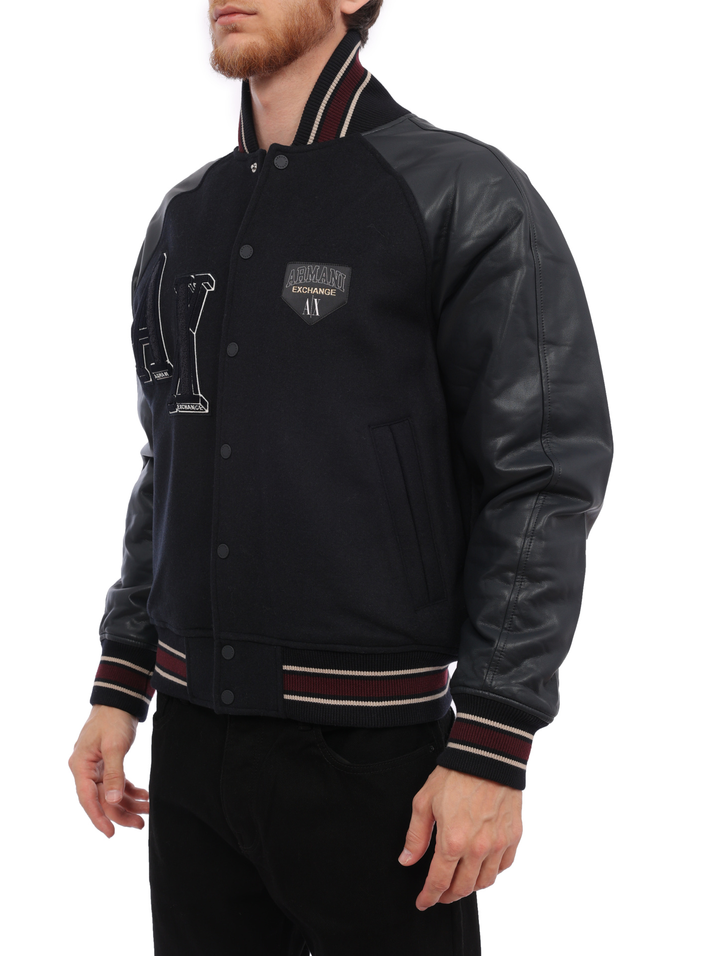 Бомбер Armani Exchange 6RZB21 ZNIKZ 1510 темно-синий мужской из шерсти — купить в интернет-магазине Verdistore