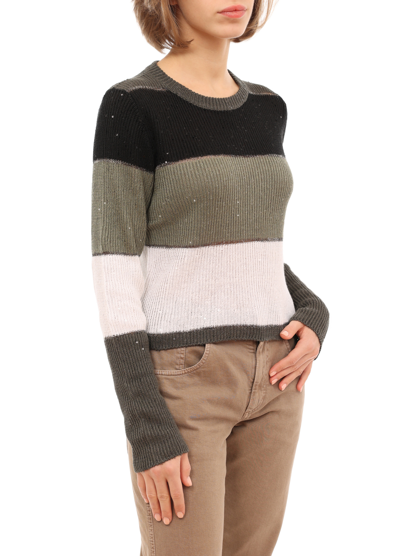 Джемпер Brunello Cucinelli M10521500 полосатый женский — купить в интернет-магазине Verdistore