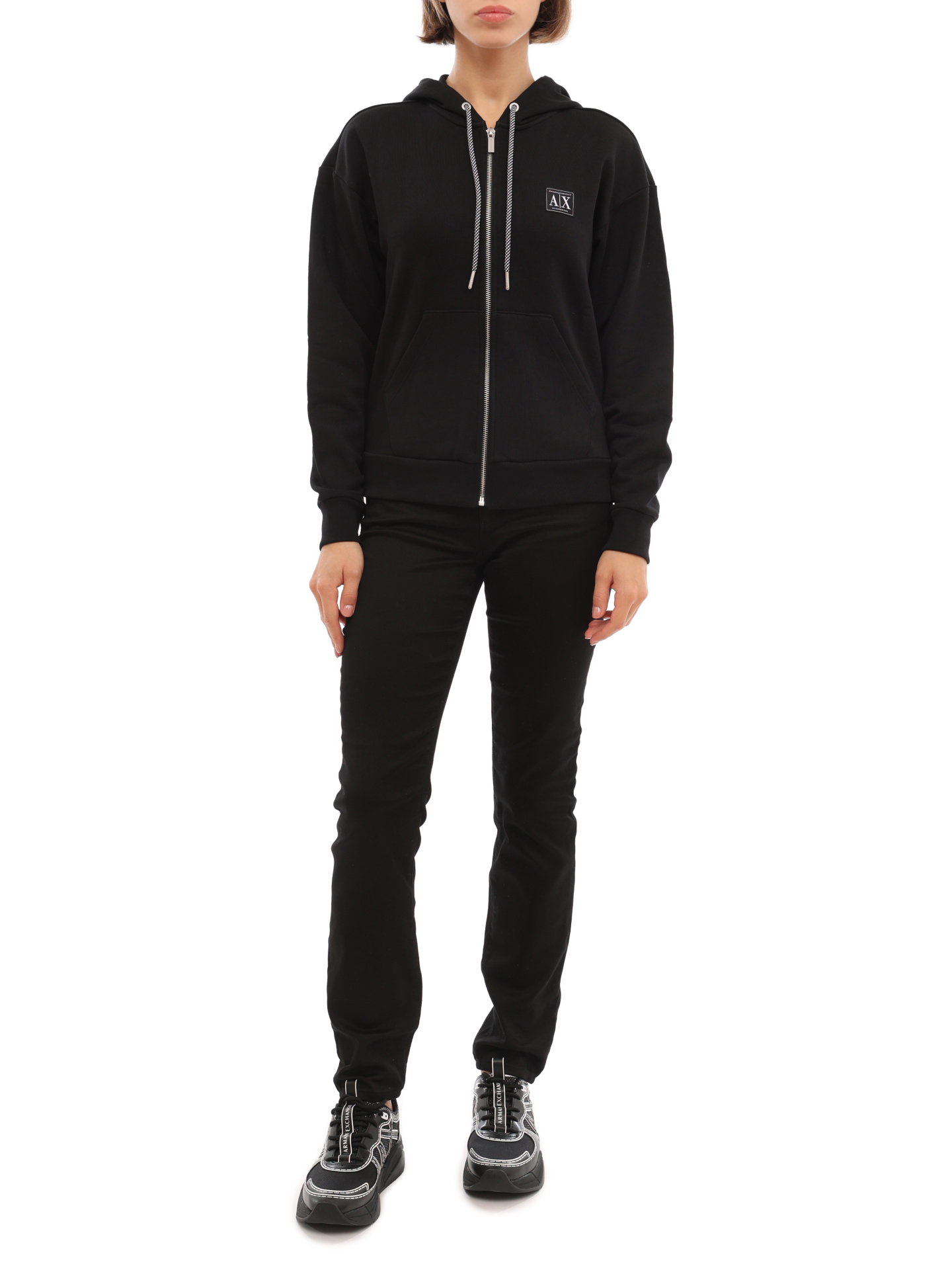 Мастерка Armani Exchange 3LYM17 YJ5VZ 1200 черная женская с капюшоном — купить в интернет-магазине Verdistore