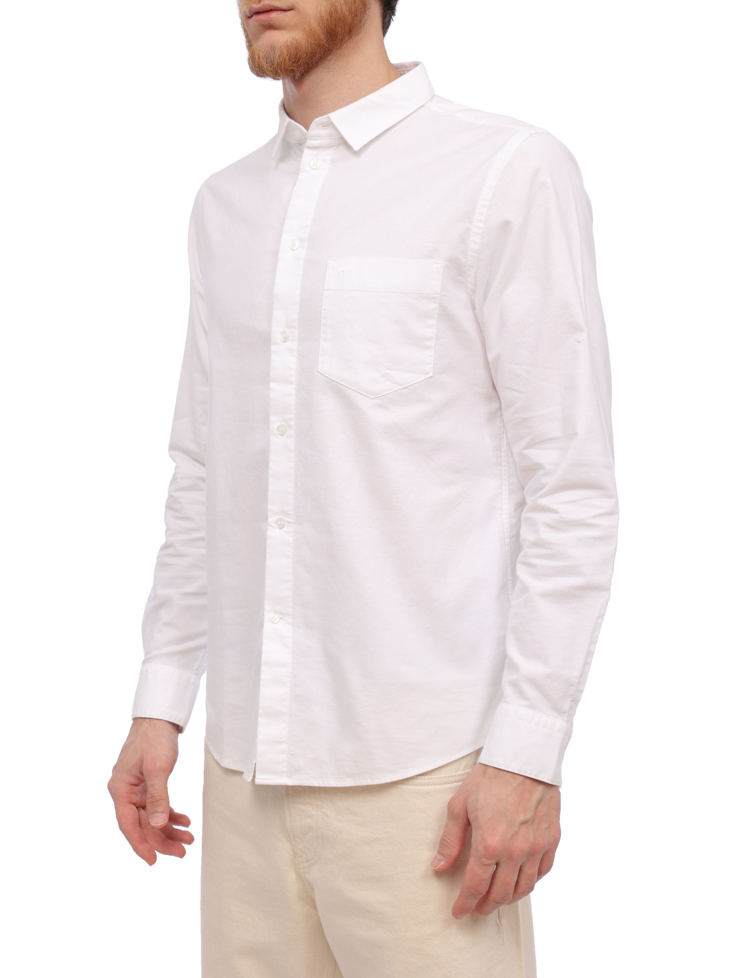 Рубашка Calvin Klein K10K112155 белая мужская из хлопка — купить в интернет-магазине Verdistore