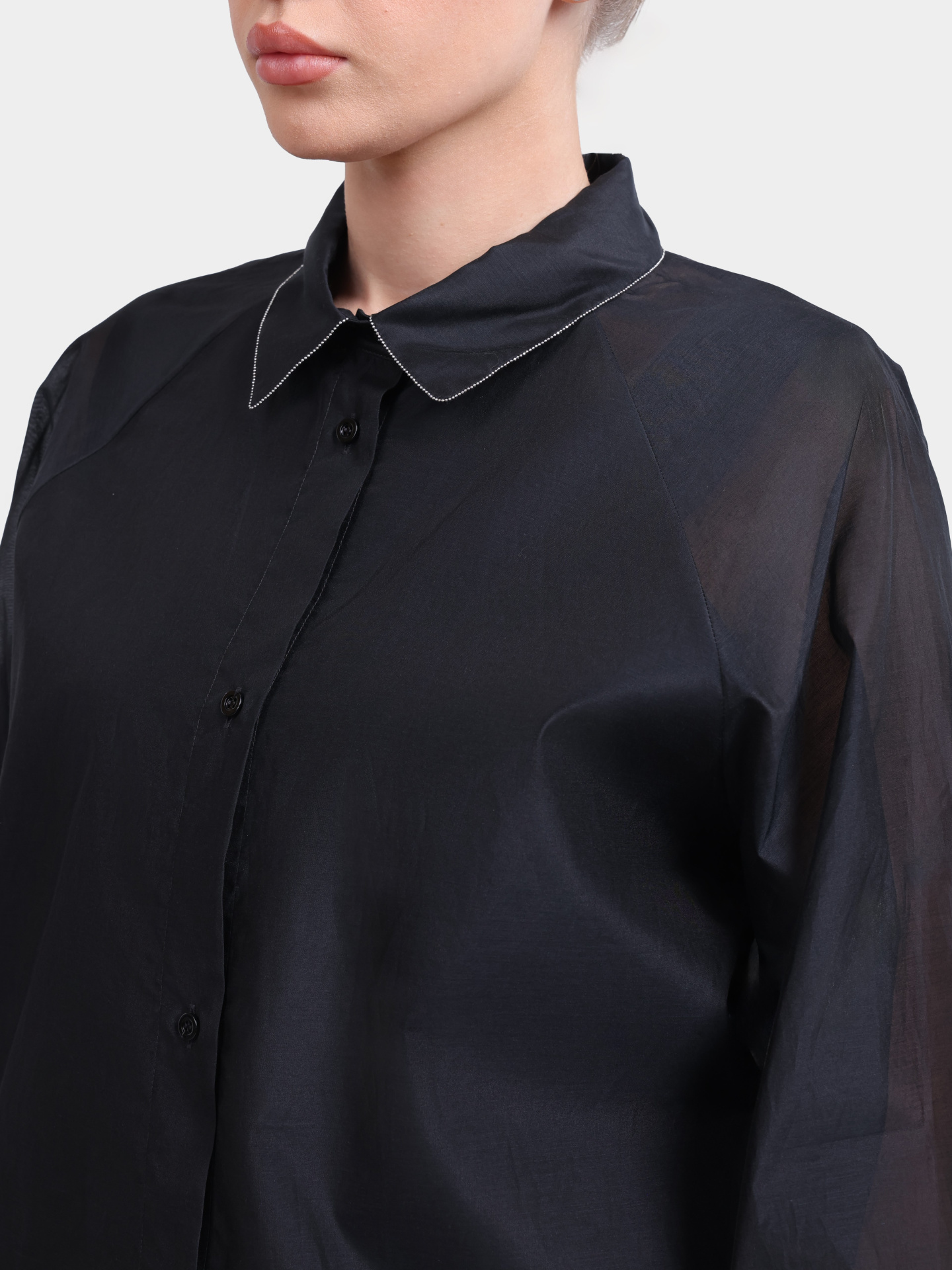 Блуза Peserico S06457 8372 705 черная женская свободного кроя с резинкой к низу — купить в интернет-магазине Verdistore