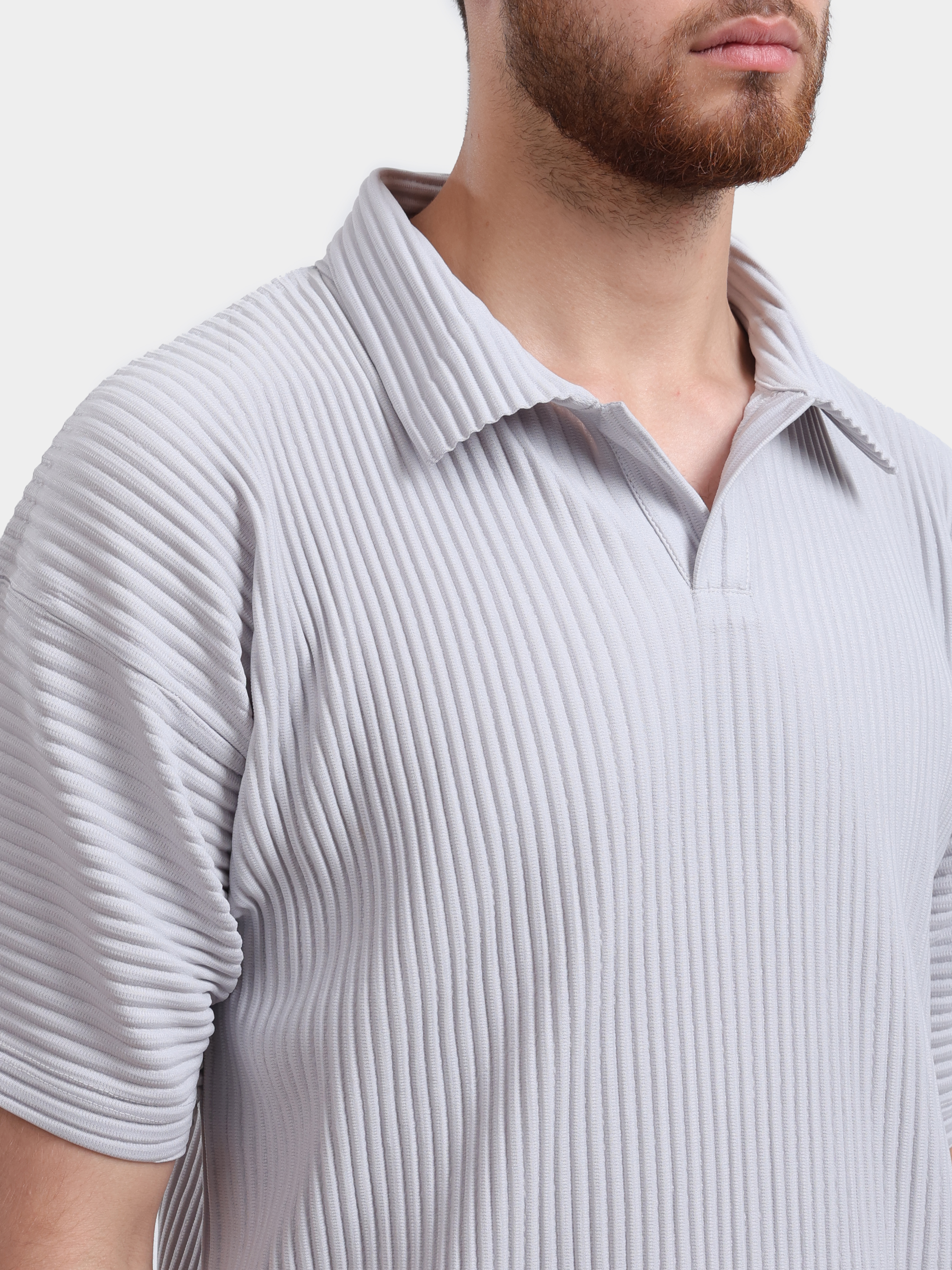 Поло Sphynx pleats 8476-2 серое мужское плиссированное  — купить в интернет-магазине Verdistore