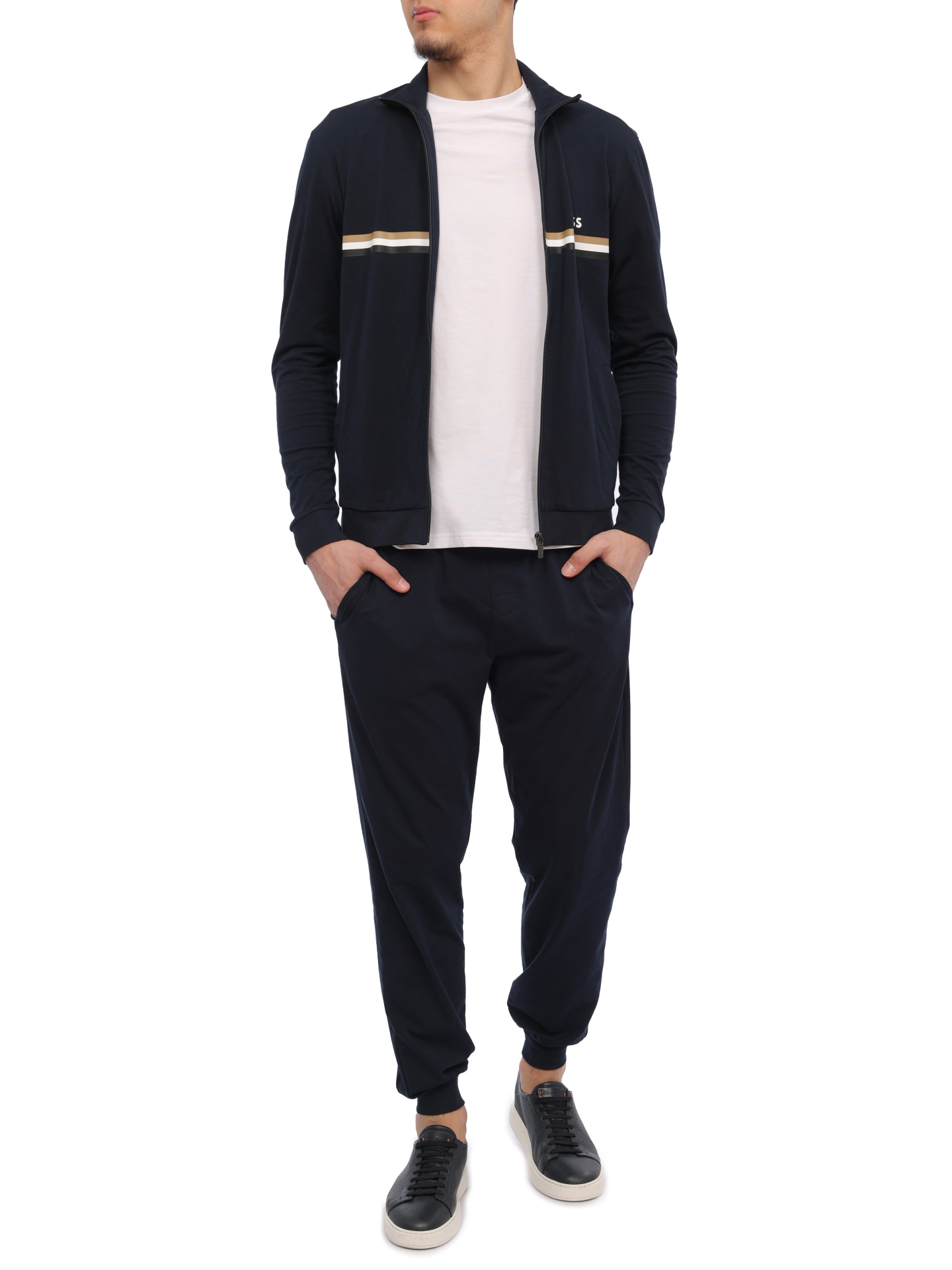 Костюм спортивный Boss 50511020 403 темно-синий мужской с полоской — купить в интернет-магазине Verdistore