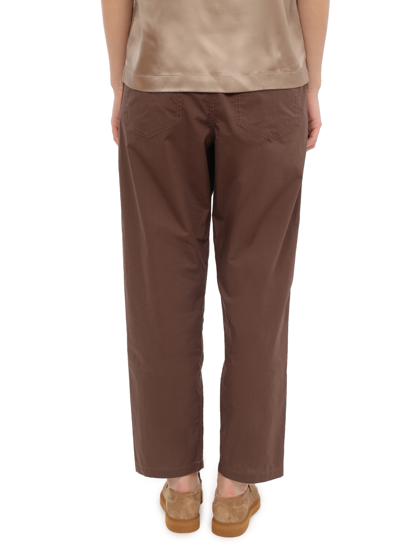 Брюки Brunello Cucinelli M0H93B1021 C8705 коричневые женские из хлопка — купить в интернет-магазине Verdistore