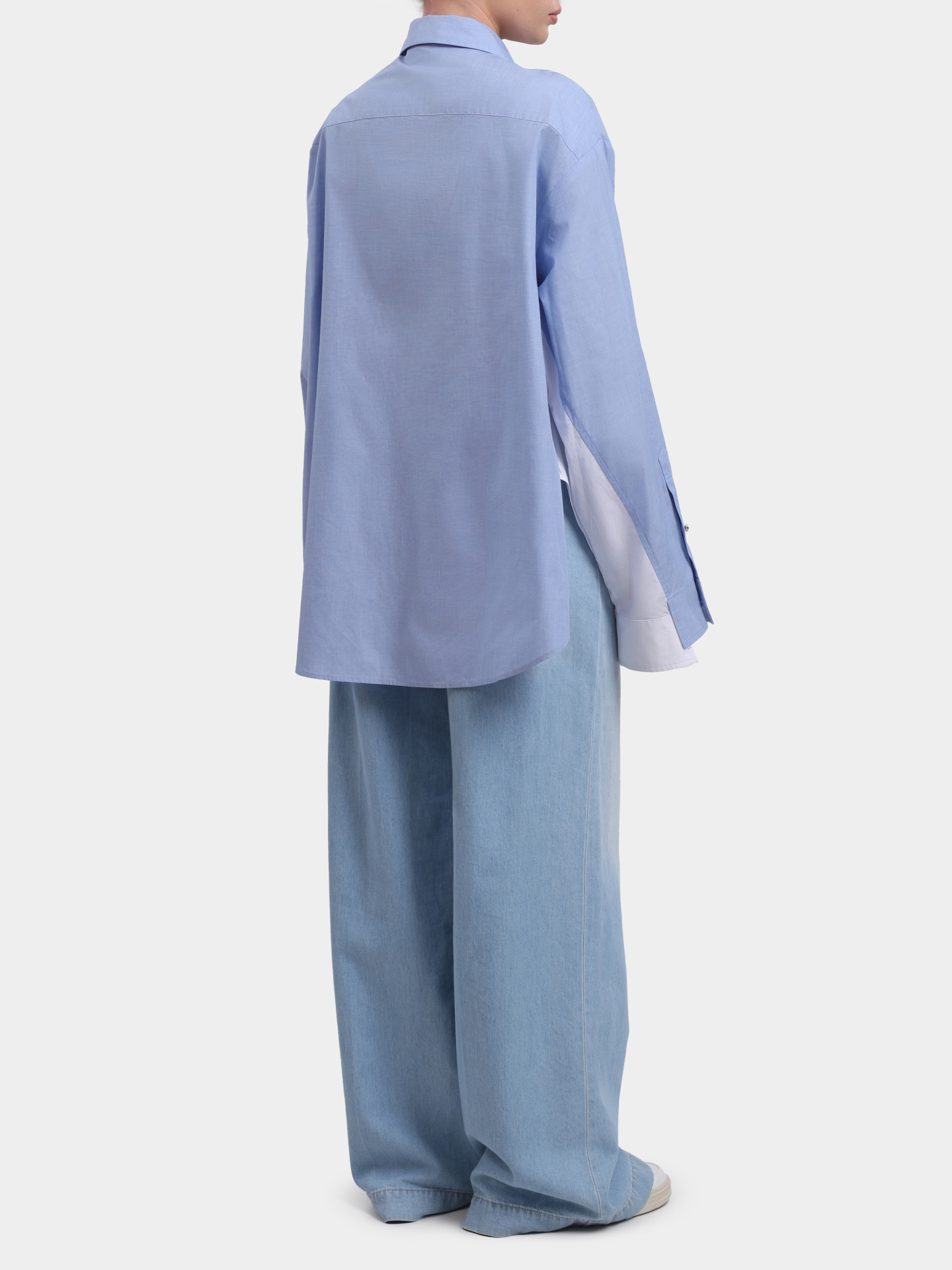 Рубашка Liu-Jo BLACK LABEL CA6331 T520A P9653 голубая женская со вставками на рукавах — купить в интернет-магазине Verdistore