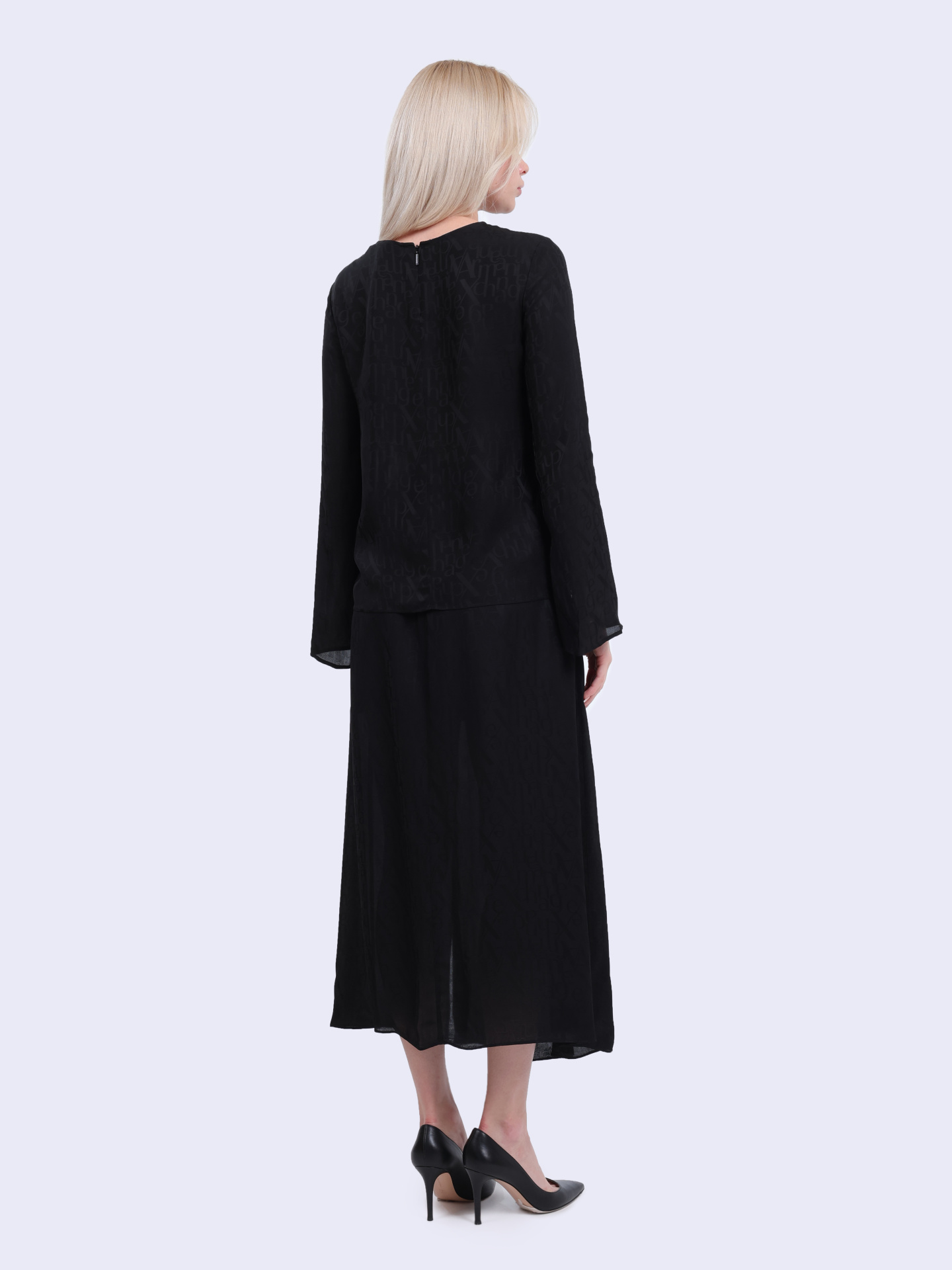 Блуза Armani Exchange XW000149 AF10842 черная женская из струящейся вискозы — купить в интернет-магазине Verdistore