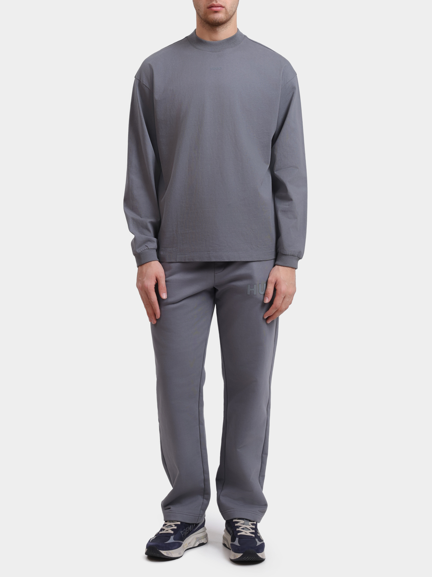 Лонгслив Hugo 50511029 086 серый мужской — купить в интернет-магазине Verdistore
